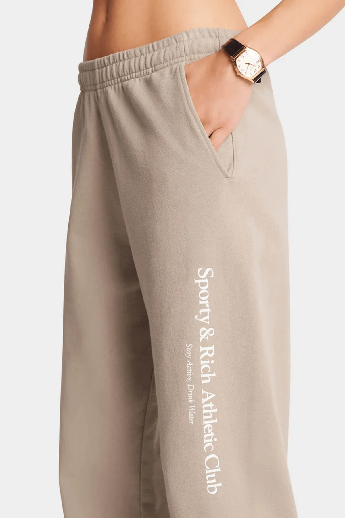 Sporty & Rich Athletic Club Sweatpant - Elephant/ White - Image 4