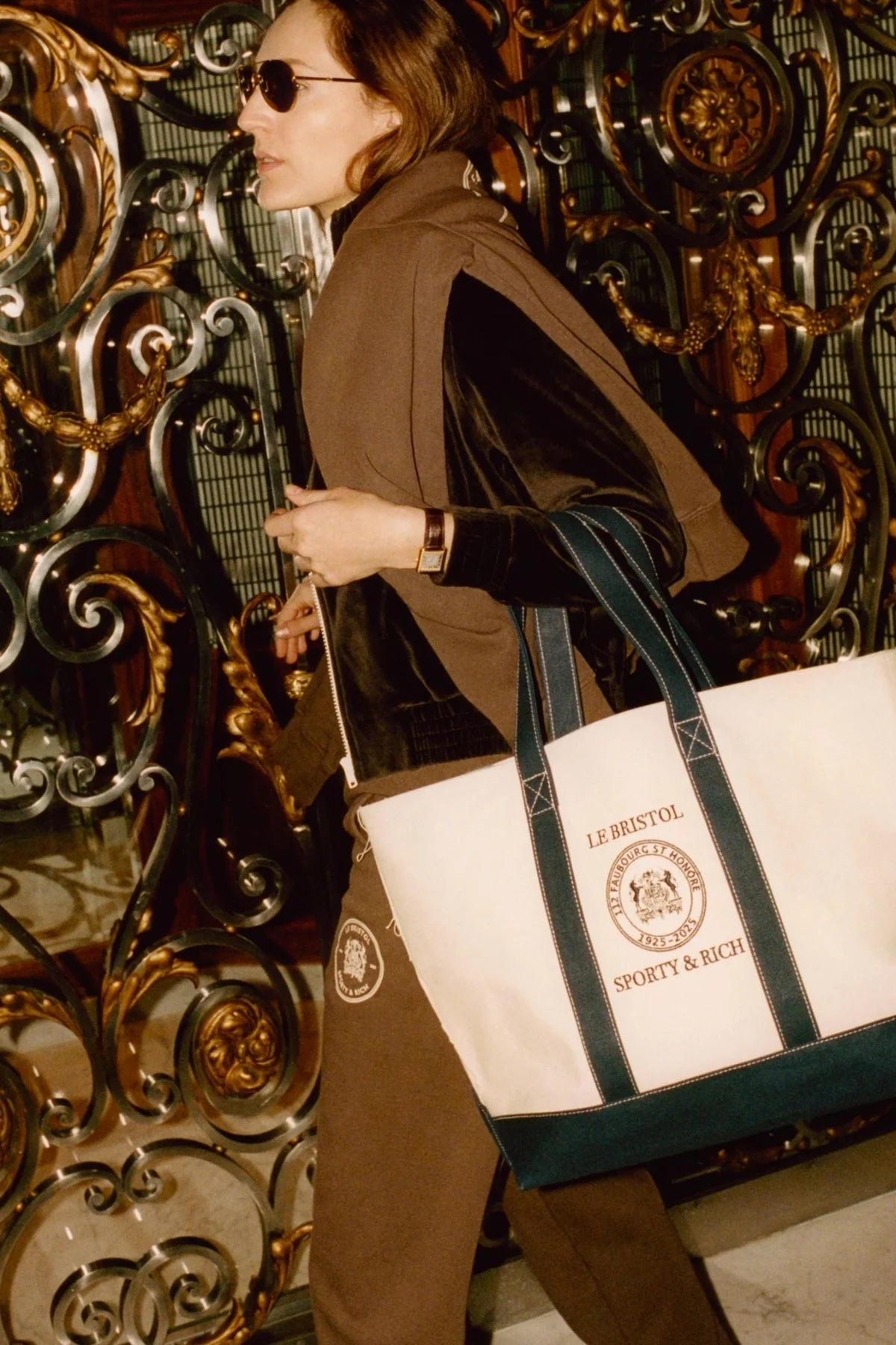 Sporty & Rich Bristol Crest 100th Sweatpant - Chocolate/ Cream - Image 7