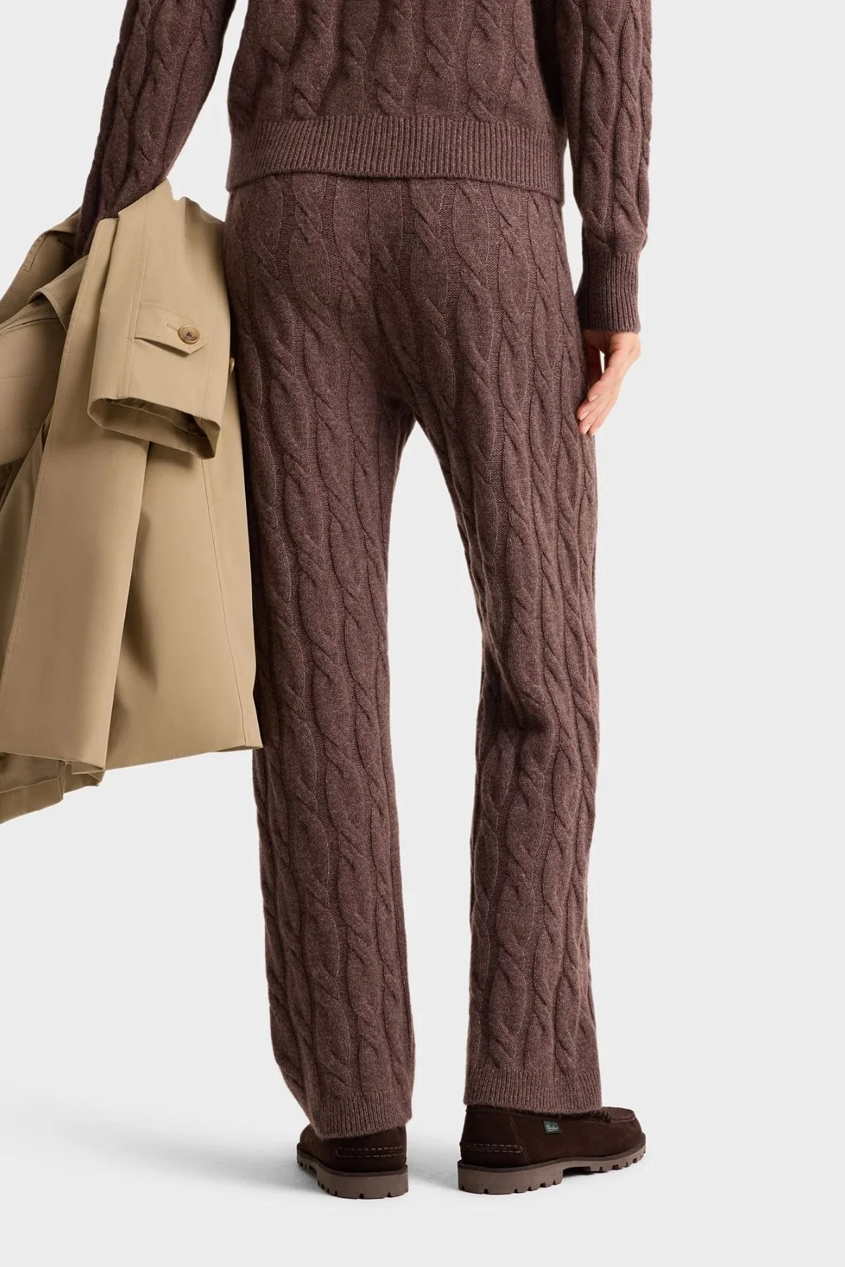 Sporty & Rich Faubourg Cashmere Pants - Chocolate/ Cream - Image 4