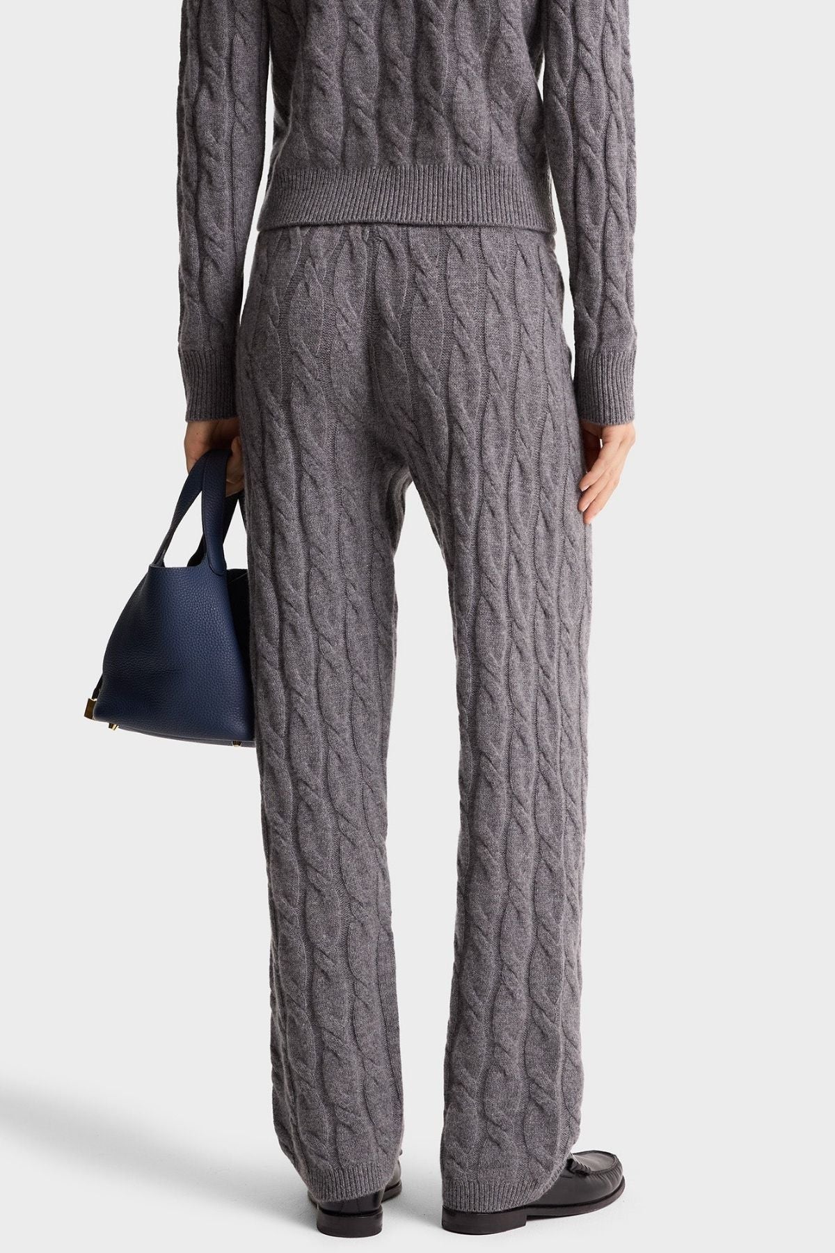Sporty & Rich Faubourg Cashmere Pants - Dark Grey/ White - Image 3