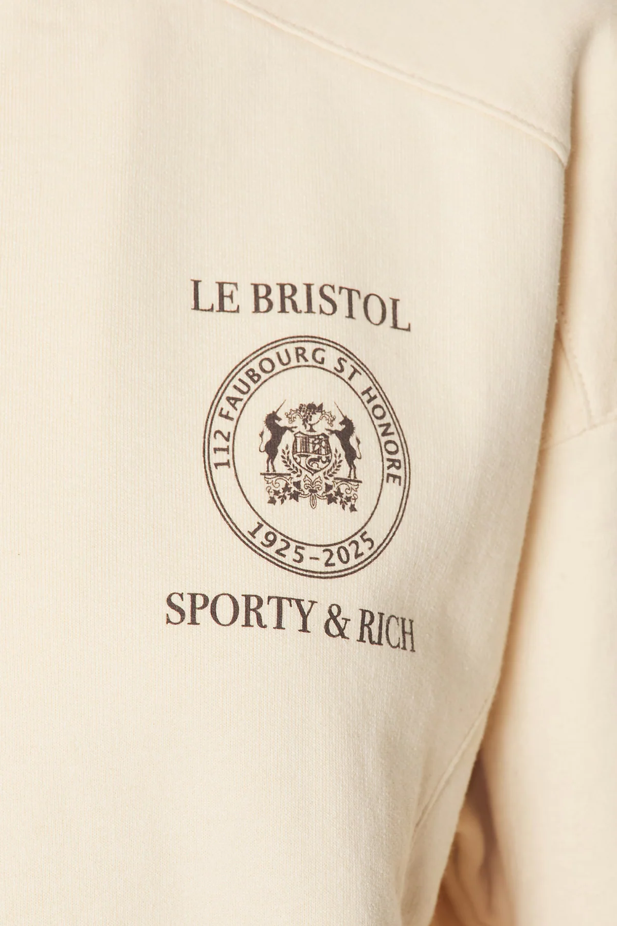 Sporty & Rich Faubourg Quarter Zip Sweatshirt - Cream/ Chocolate - Image 3