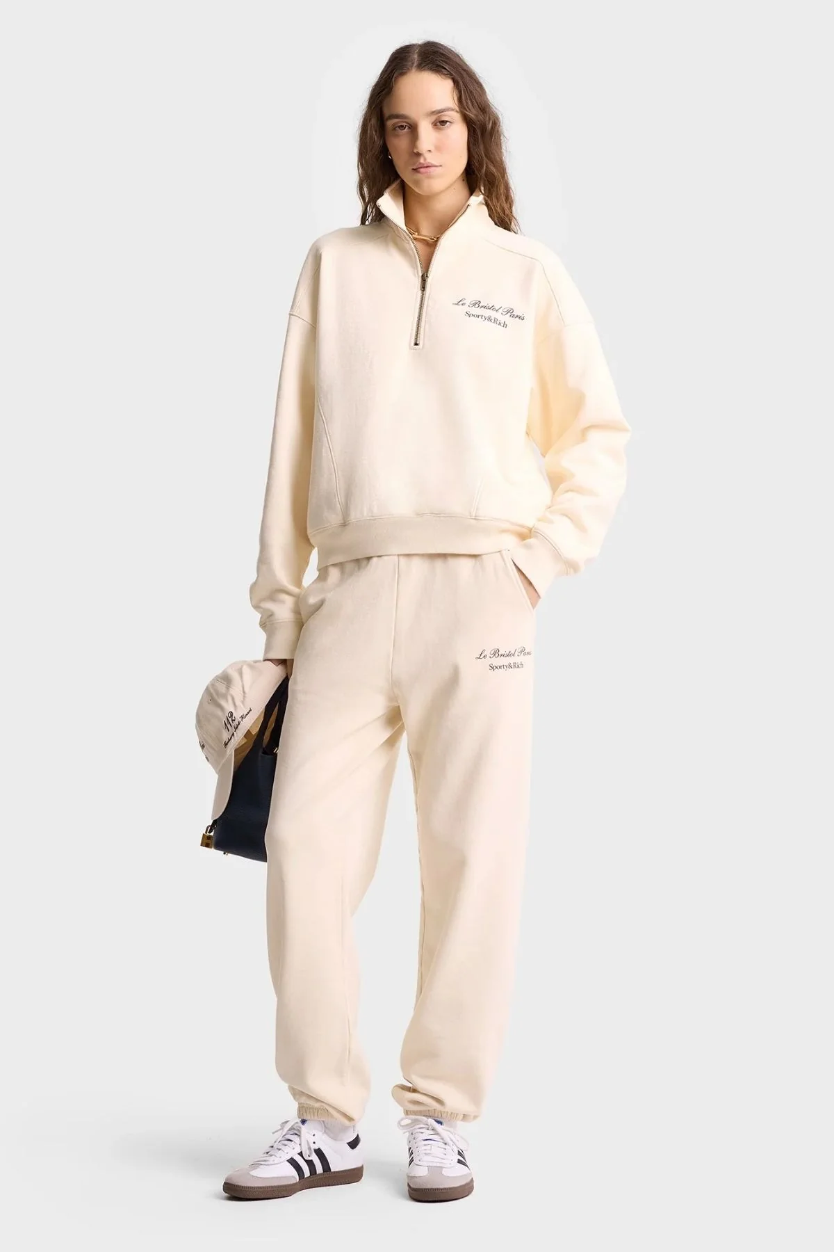 Sporty & Rich Faubourg Sweatpant - Cream/ Chocolate - Image 2