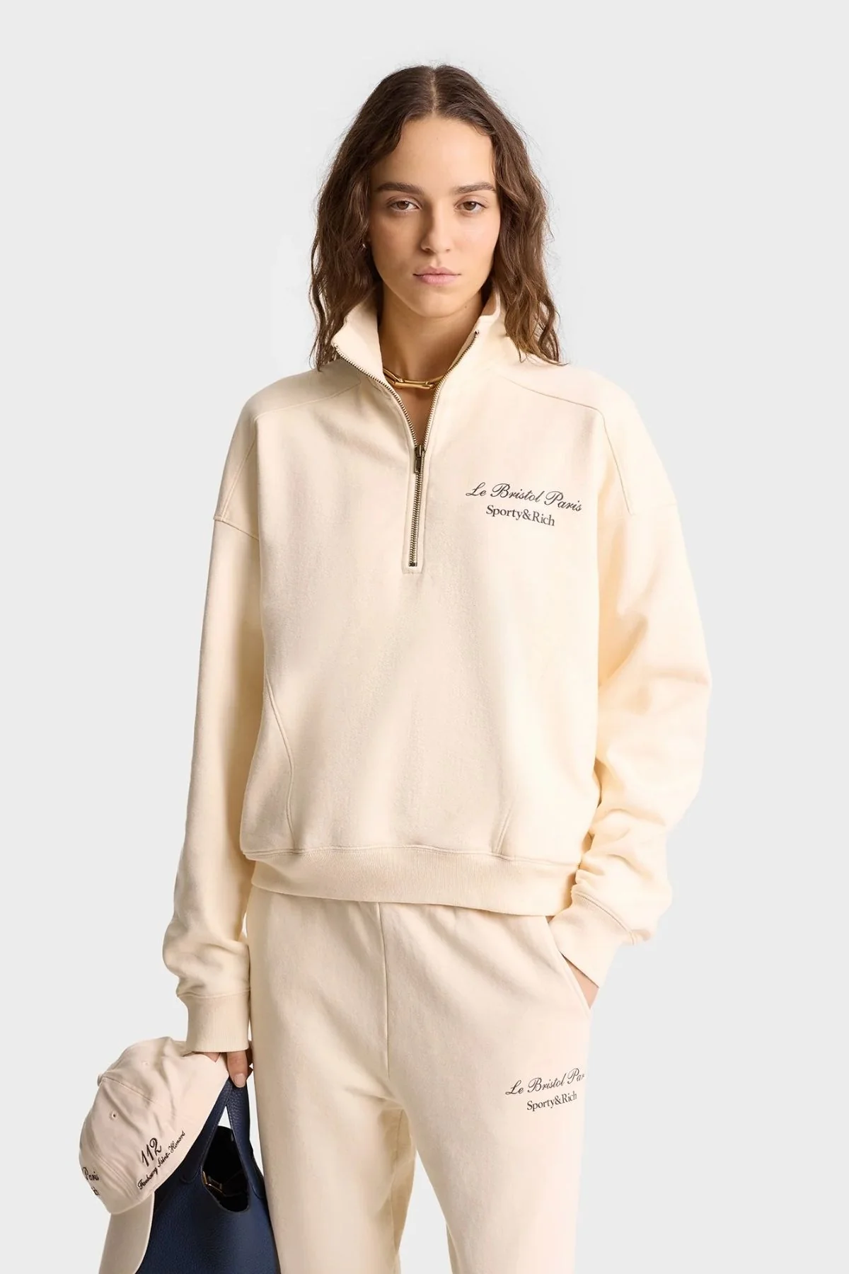 Sporty & Rich Faubourg Sweatpant - Cream/ Chocolate - Image 4