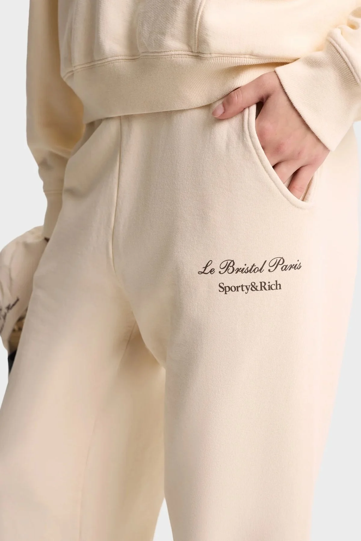 Sporty & Rich Faubourg Sweatpant - Cream/ Chocolate - Image 5