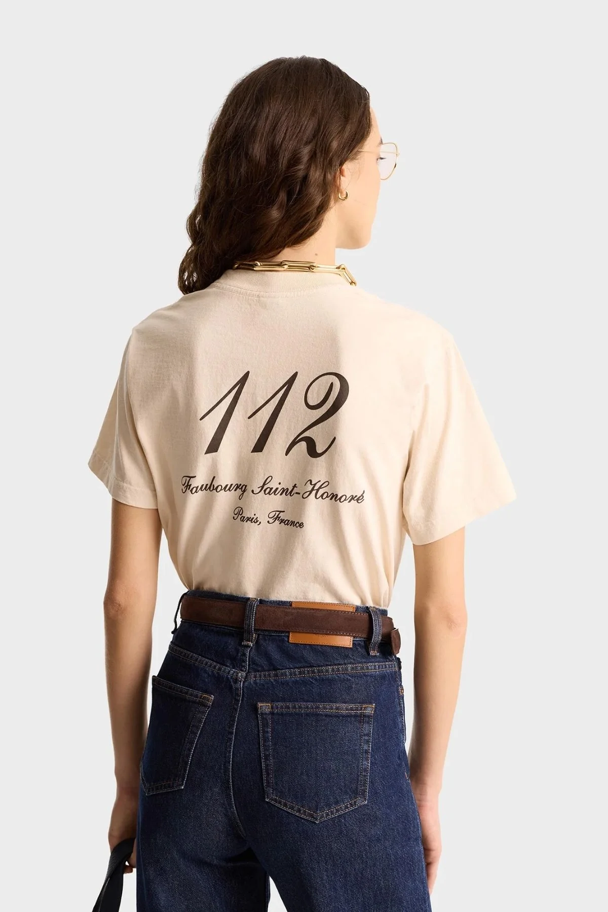 Sporty & Rich Faubourg T-Shirt - Cream/ Chocolate - Image 4