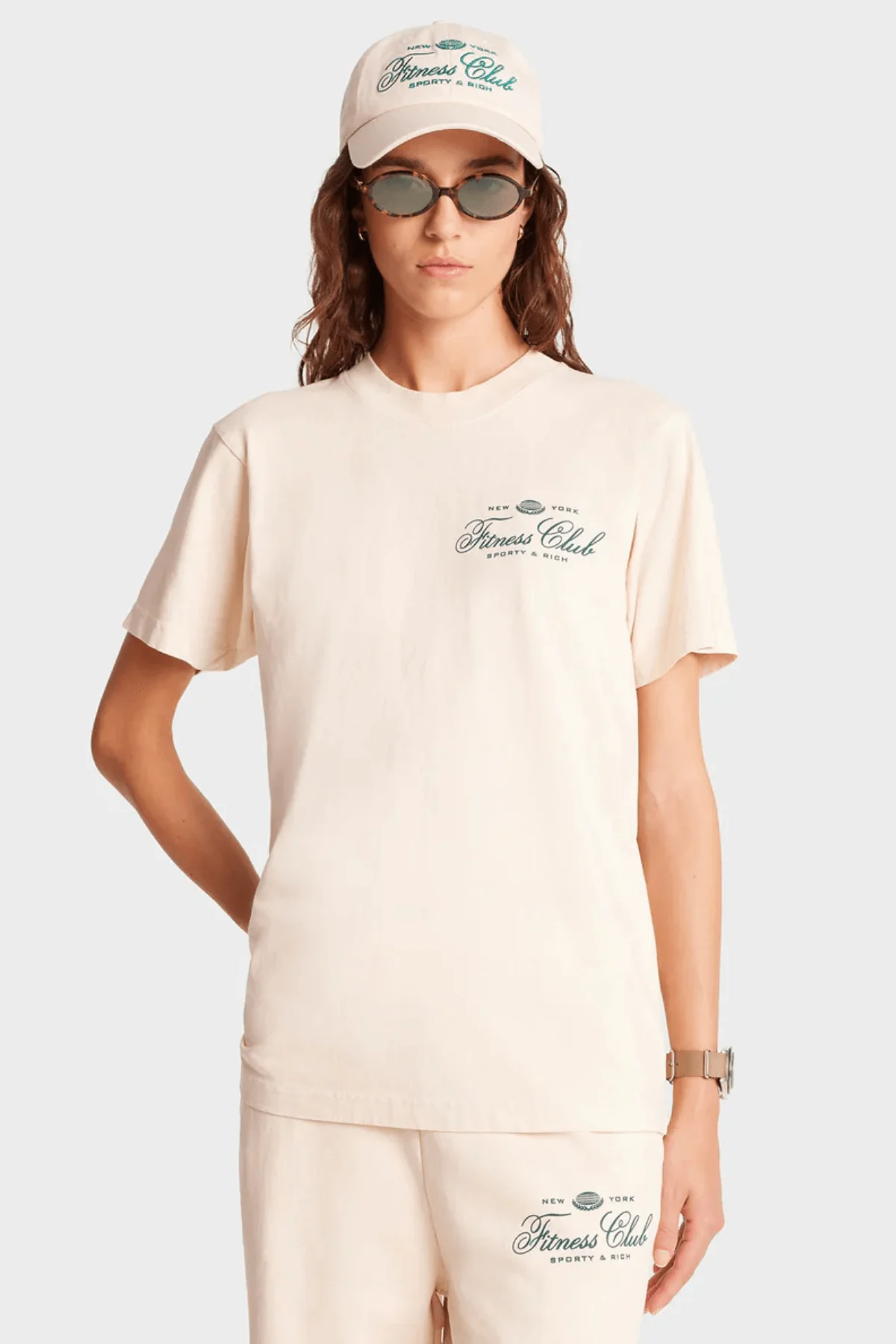 Sporty & Rich Fitness World T-Shirt - Cream/ Alpine - Image 4