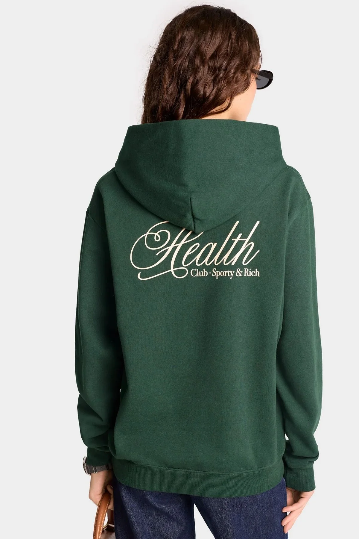 Sporty & Rich Health Script Hoodie - Forest/ Cream - Image 3