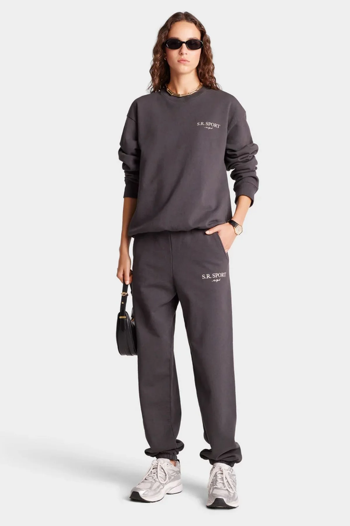 Sporty & Rich S.R. Sport Sweatpant - Faded Black/ Cream - Image 3