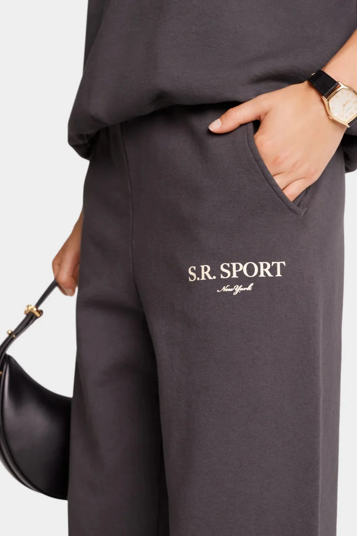 Sporty & Rich S.R. Sport Sweatpant - Faded Black/ Cream - Image 5