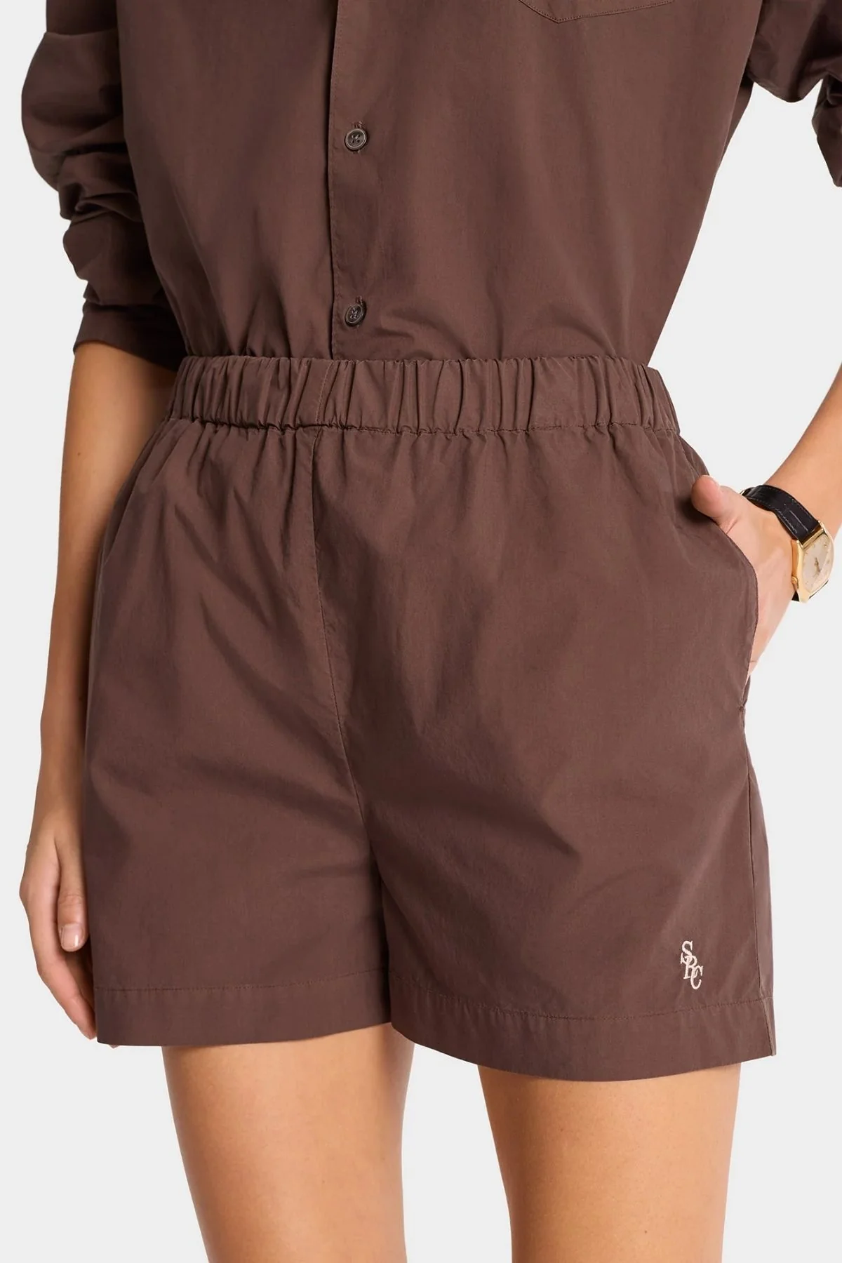 Sporty & Rich SRC Boxer Short - Chocolate/ White - Image 4