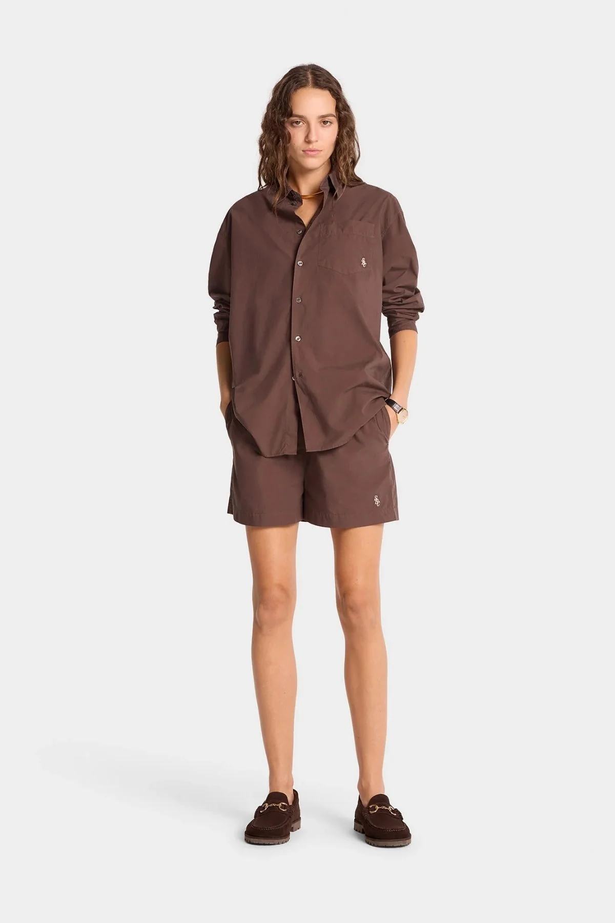 Sporty & Rich SRC Boxer Short - Chocolate/ White - Image 5
