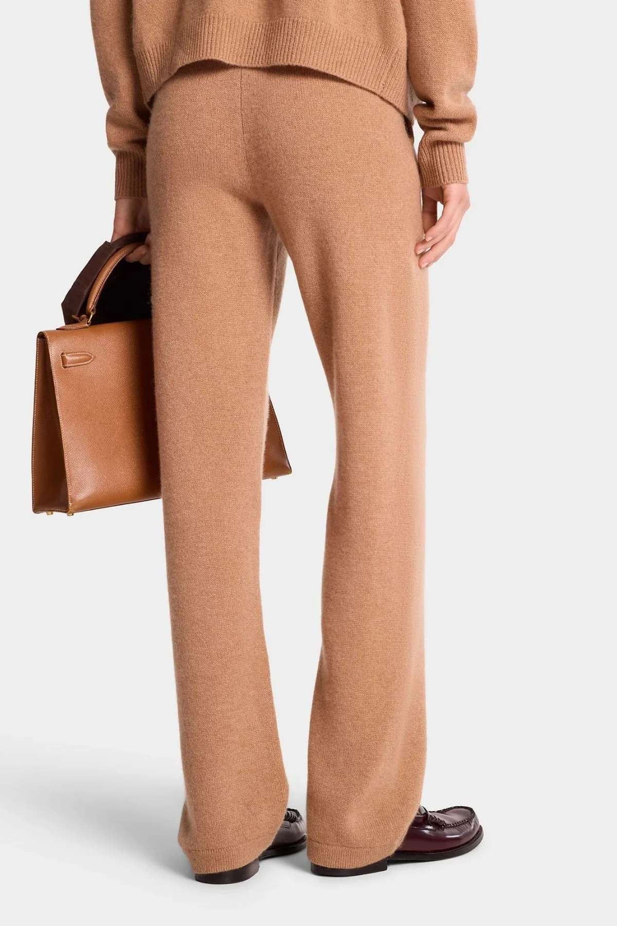 Sporty & Rich SRC Cashmere Pants - Camel/ White - Image 4