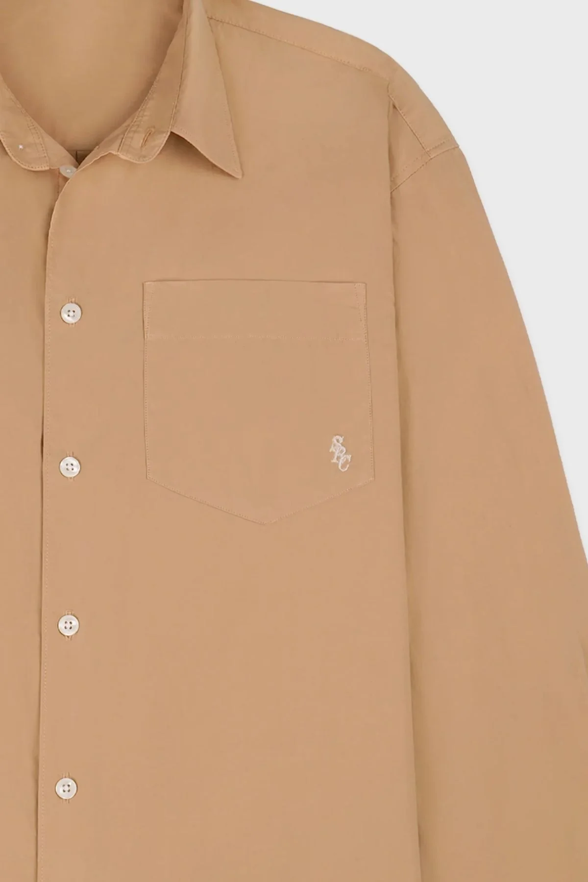 Sporty & Rich SRC Oversized Shirt - British Tan/ White - Image 5