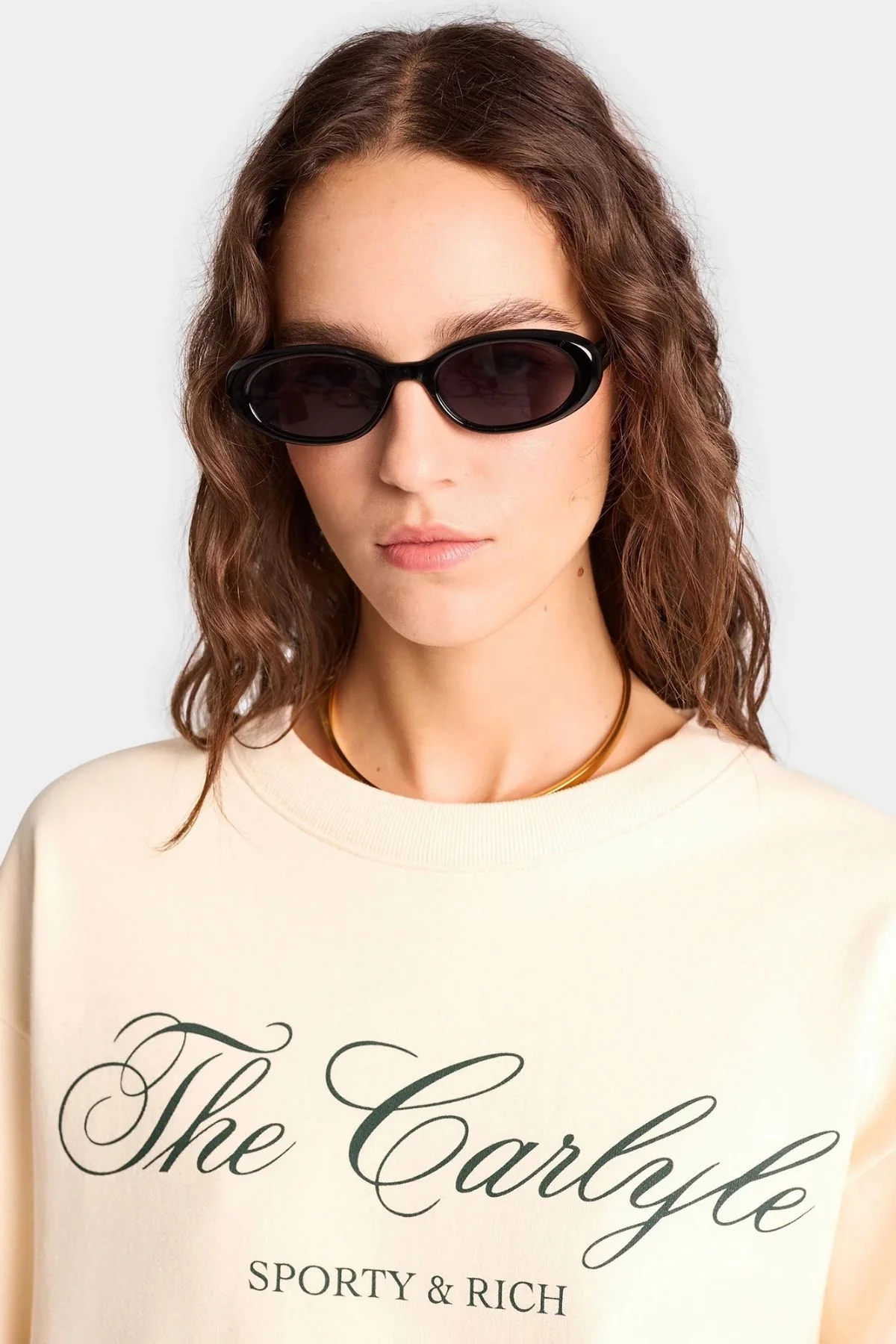Sporty & Rich The Carlyle Script Sweater - Cream/ Forest - Image 5