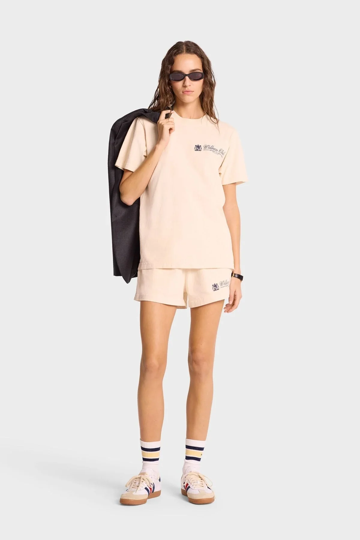 Sporty & Rich Unicorn Crest T-Shirt - Cream/ Navy - Image 3