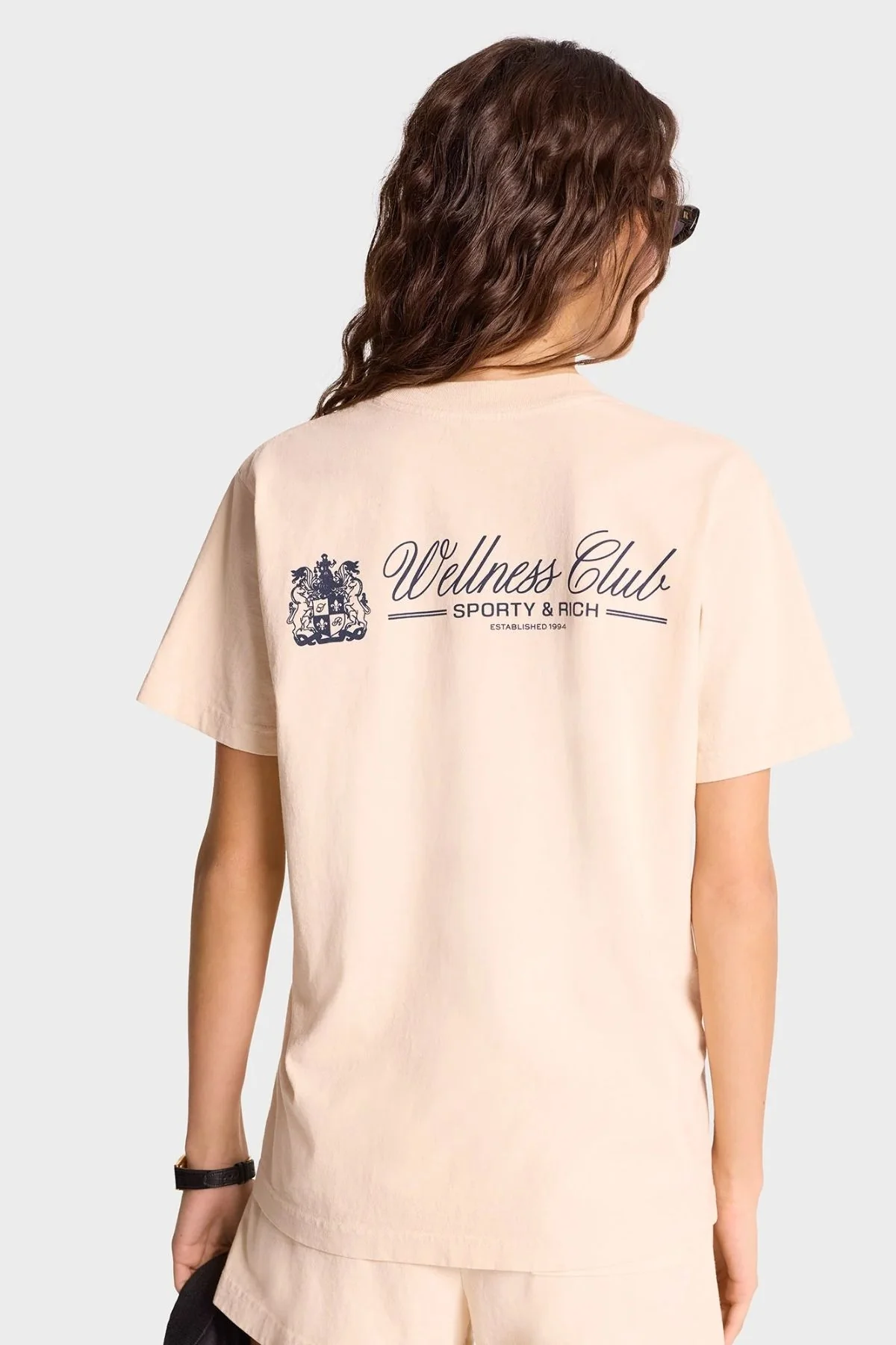 Sporty & Rich Unicorn Crest T-Shirt - Cream/ Navy - Image 4