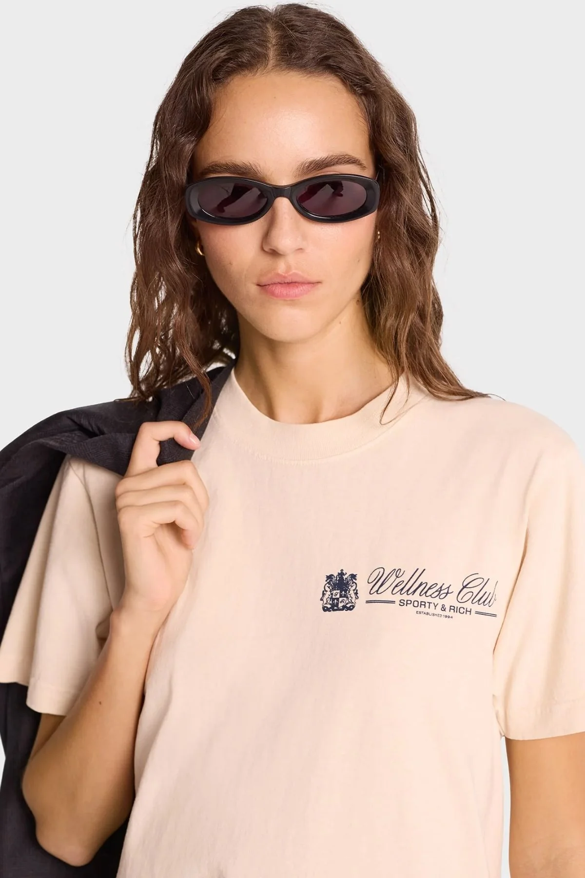 Sporty & Rich Unicorn Crest T-Shirt - Cream/ Navy - Image 5