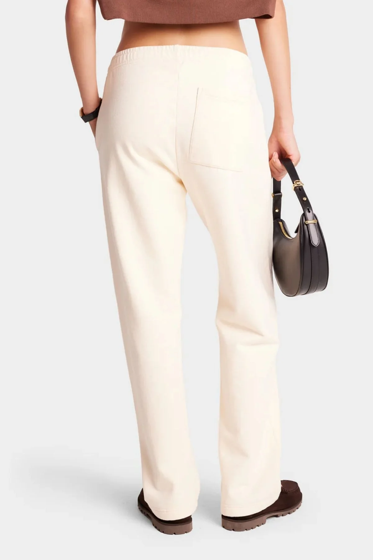 Sporty & Rich Vendome Straight Leg Sweatpant - Cream/ Chocolate - Image 3