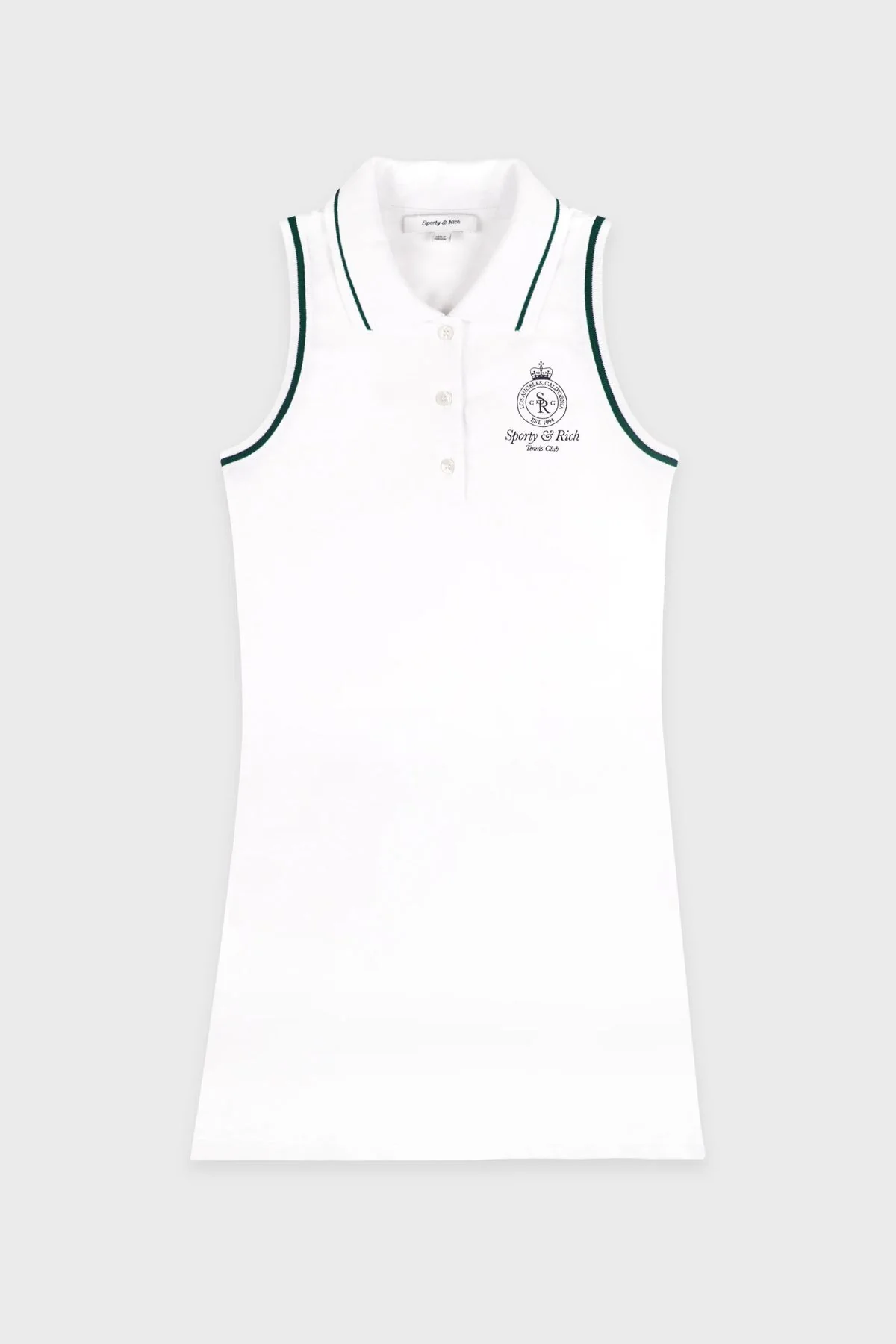 Sporty & Rich Tennis Polo Dress - White/ Forest