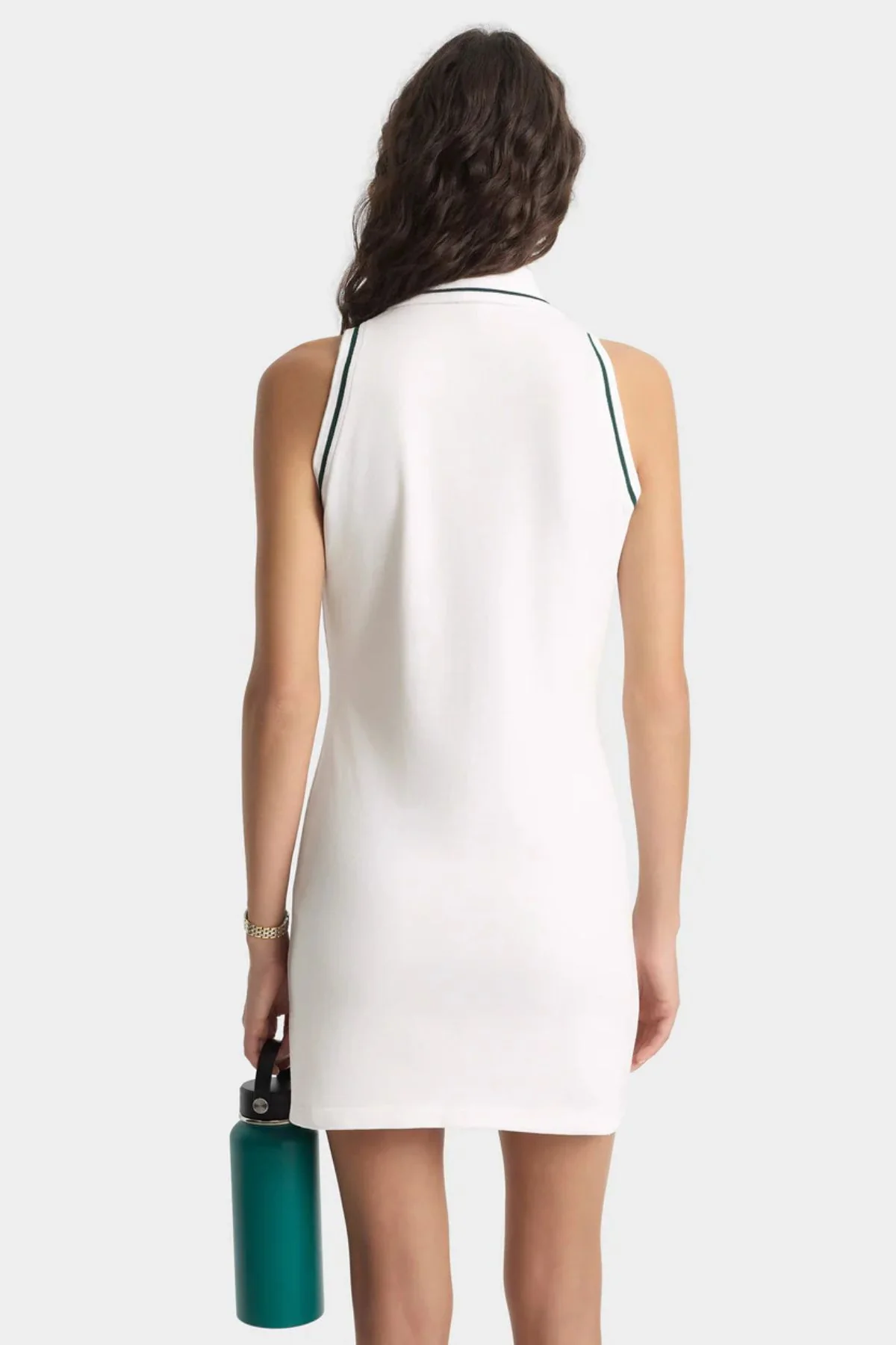 Sporty & Rich Tennis Polo Dress - White/ Forest - Image 3