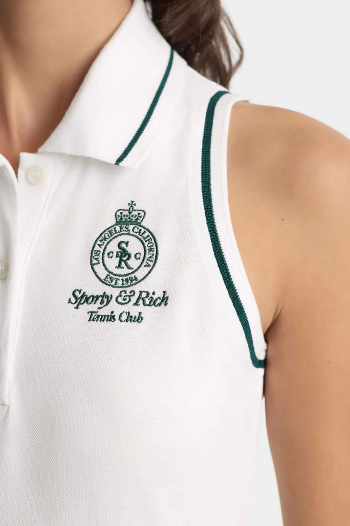Sporty & Rich Tennis Polo Dress - White/ Forest - Image 4