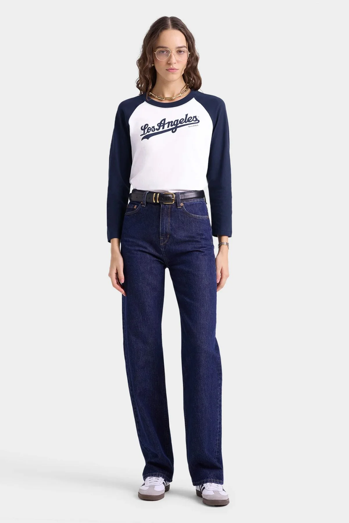 Sporty & Rich Dodgers Baseball Tee - White/ Dark Navy - Image 5