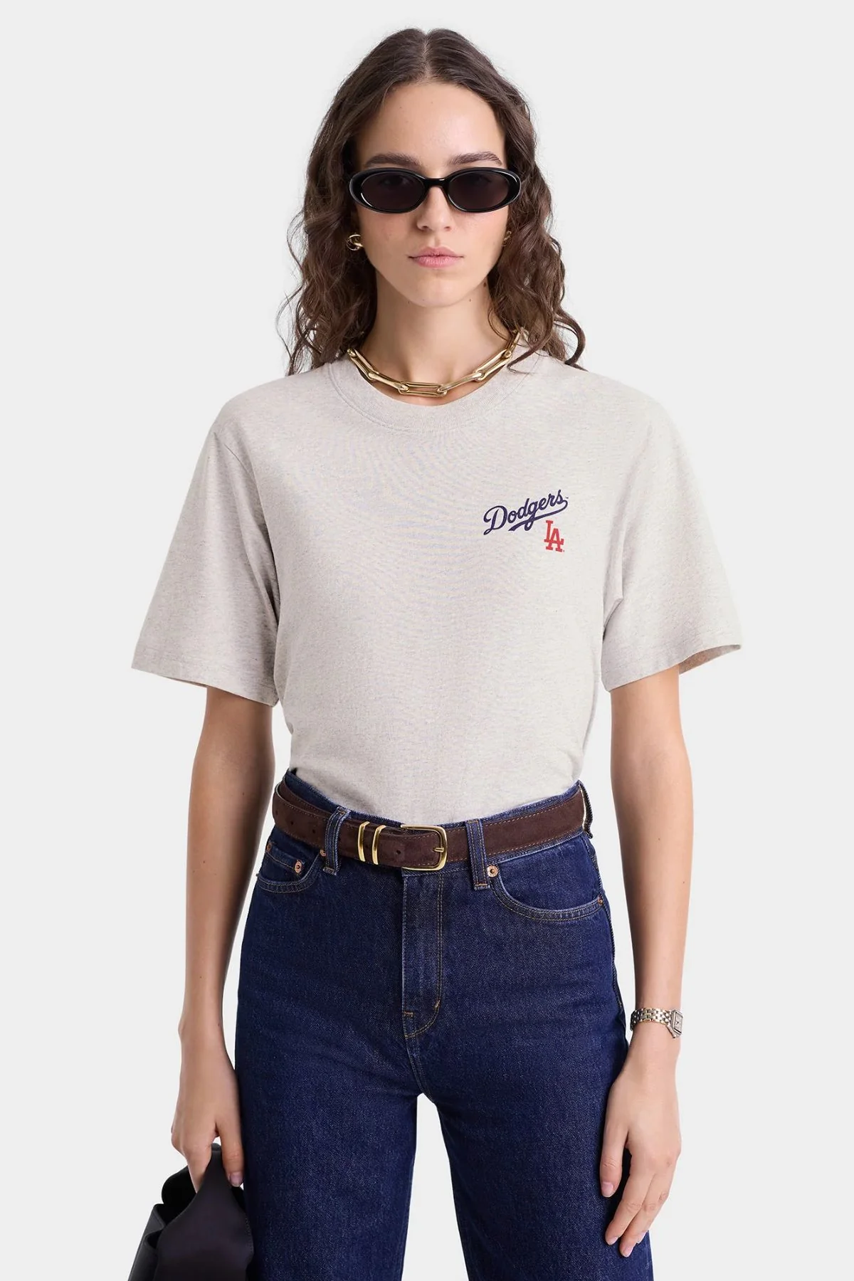 Sporty & Rich Dodgers Serif T-Shirt - Heather Grey - Image 3