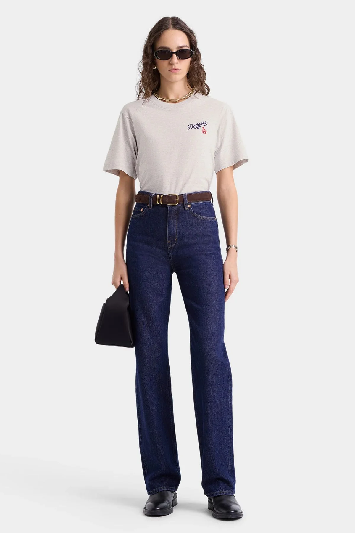 Sporty & Rich Dodgers Serif T-Shirt - Heather Grey - Image 5