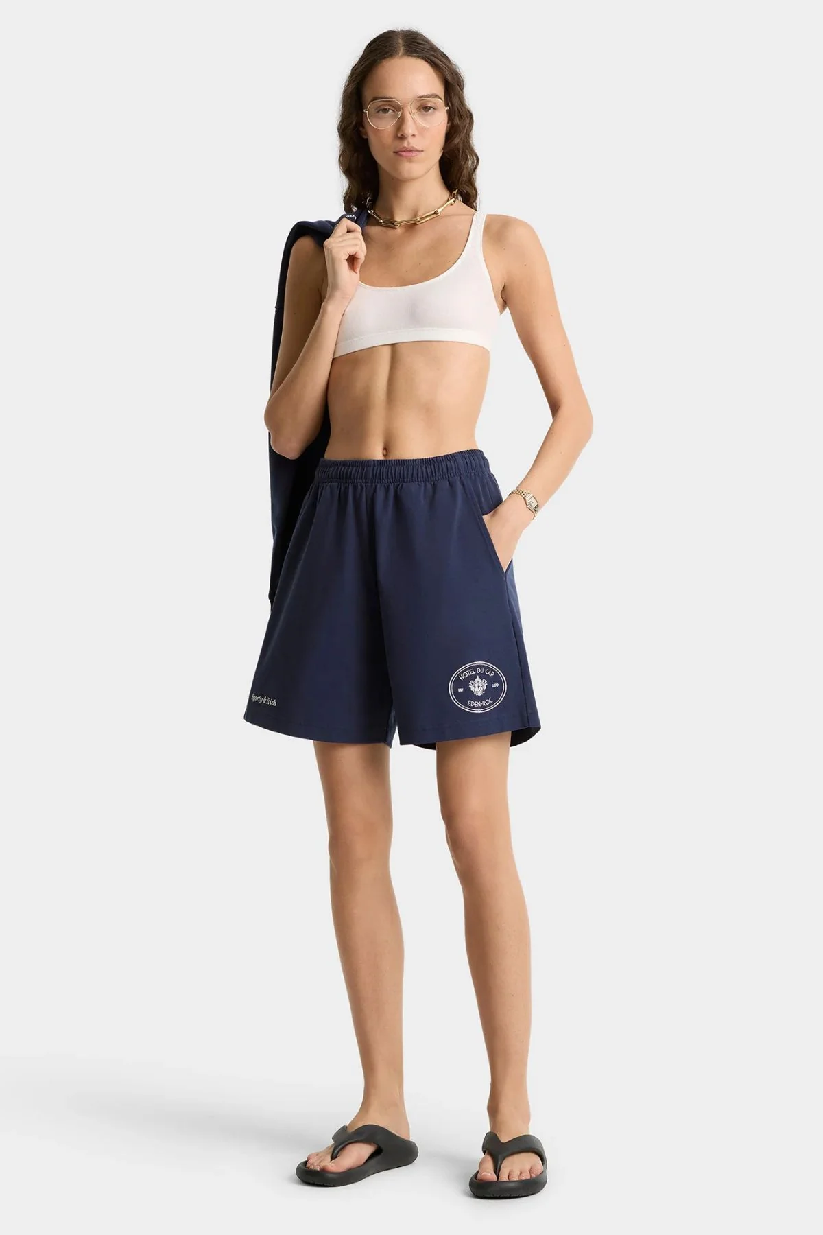Sporty & Rich Eden Crest Gym Short - Dark Navy - Image 2