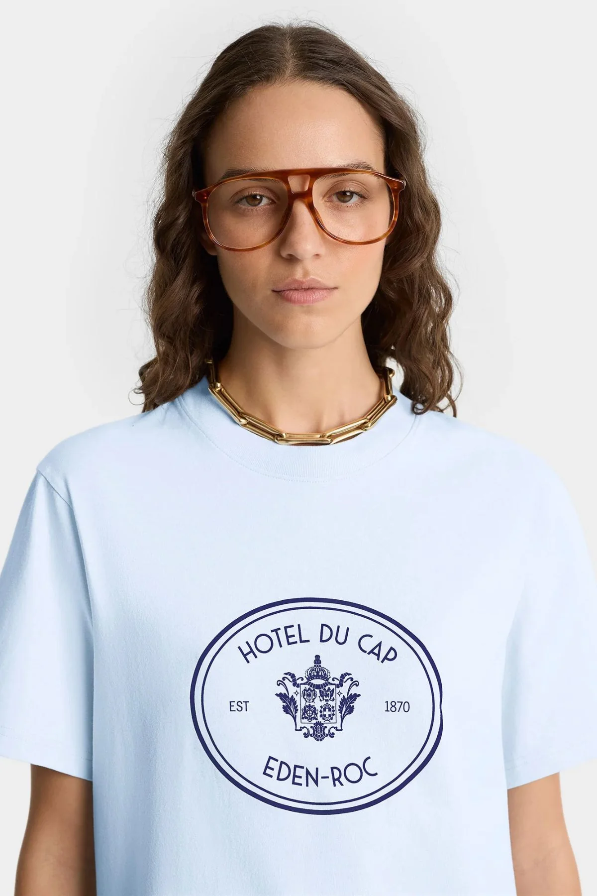 Sporty & Rich Eden Crest T-Shirt - Ciel - Image 4