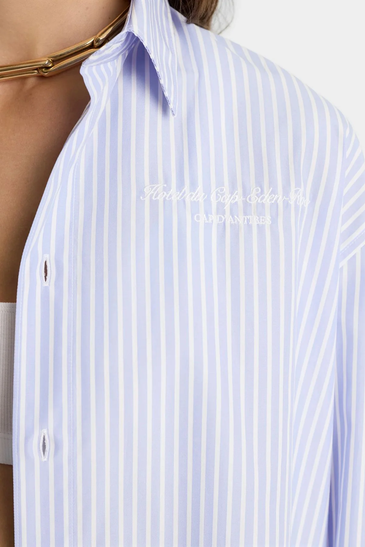 Sporty & Rich Eden Script Oversized Shirt - Stripe - Image 4