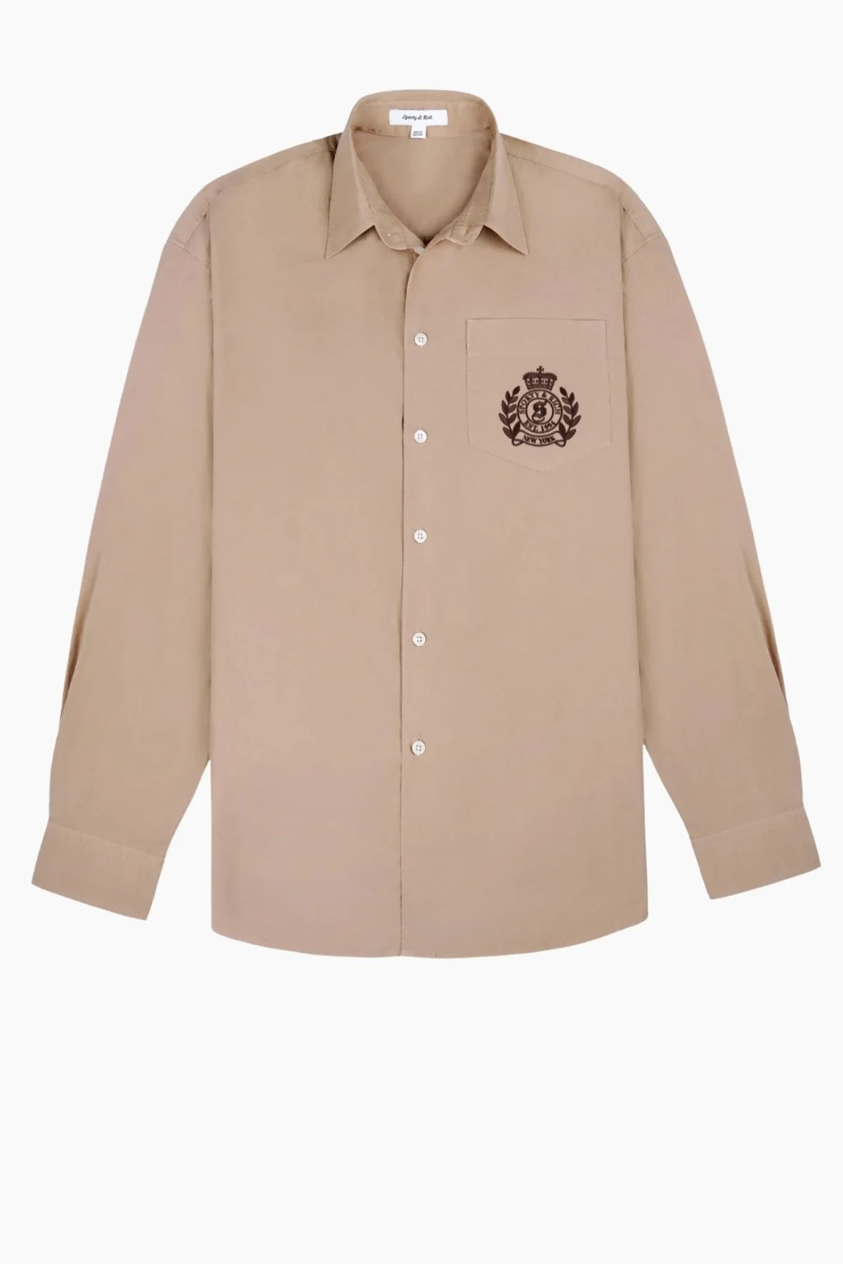 Sporty & Rich H&W Crest Oversized Shirt - Light Tan