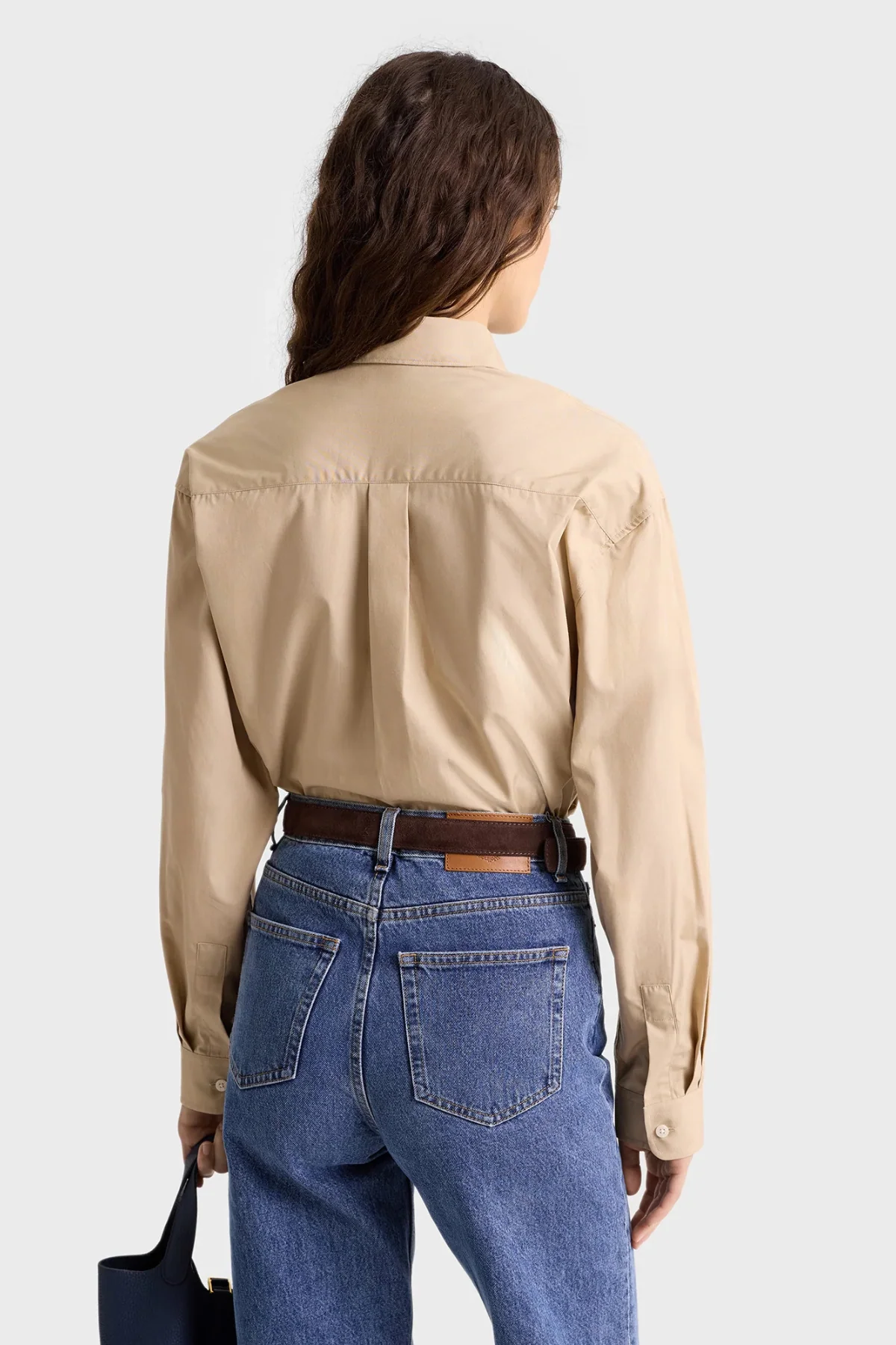 Sporty & Rich H&W Crest Oversized Shirt - Light Tan - Image 3