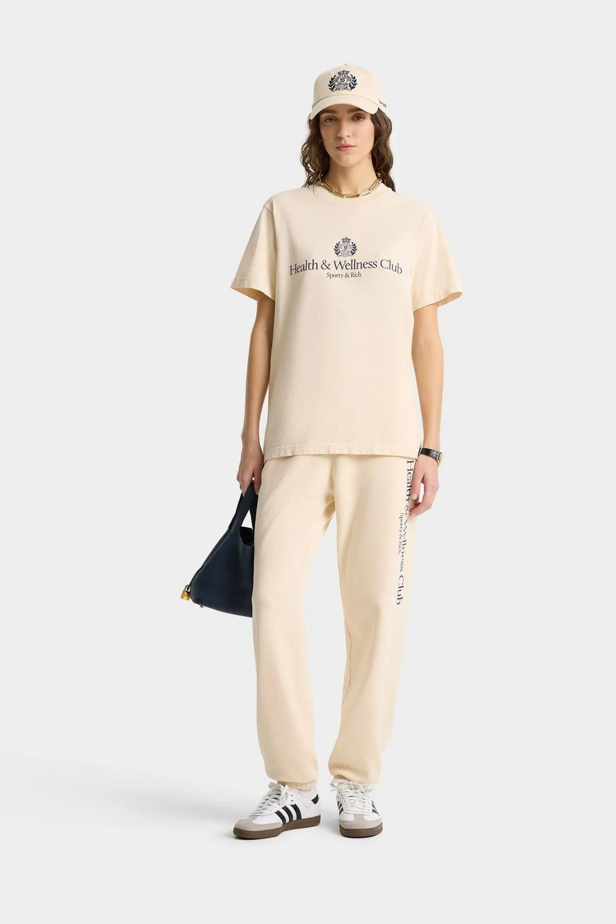 Sporty & Rich H&W Crest T-Shirt - Cream - Image 2