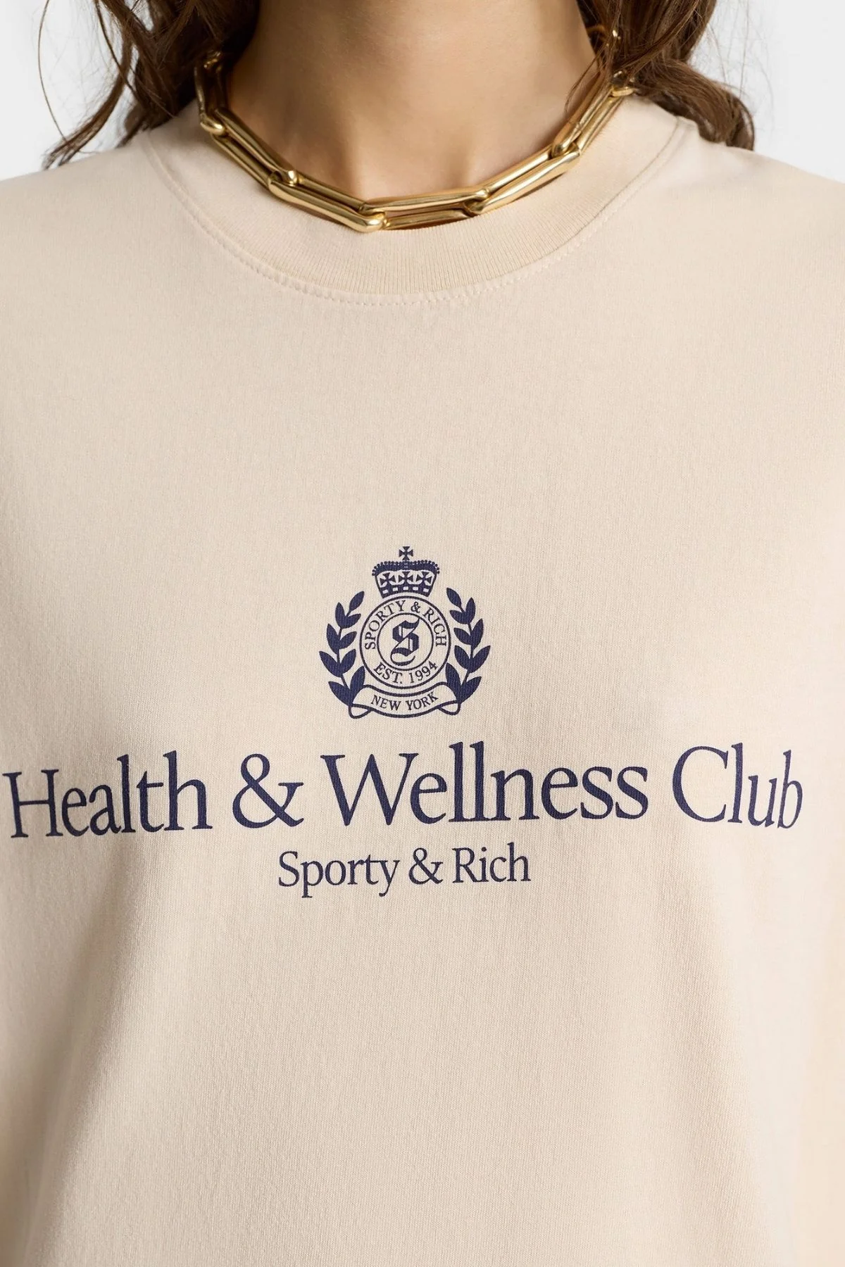 Sporty & Rich H&W Crest T-Shirt - Cream - Image 3