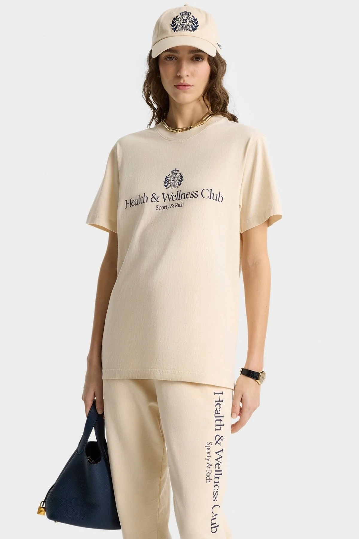 Sporty & Rich H&W Crest T-Shirt - Cream - Image 5