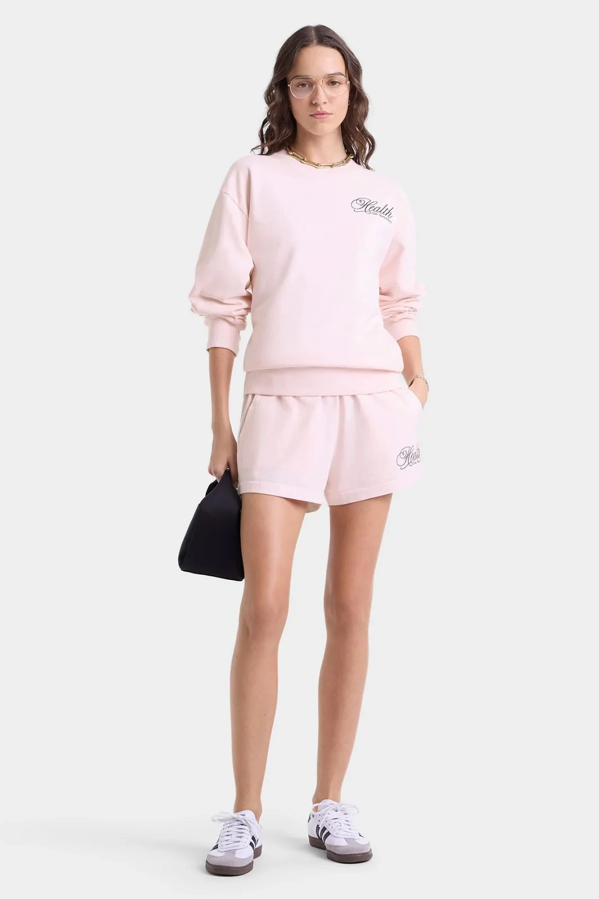 Sporty & Rich Health Script Crewneck - Pink Dolphin - Image 3