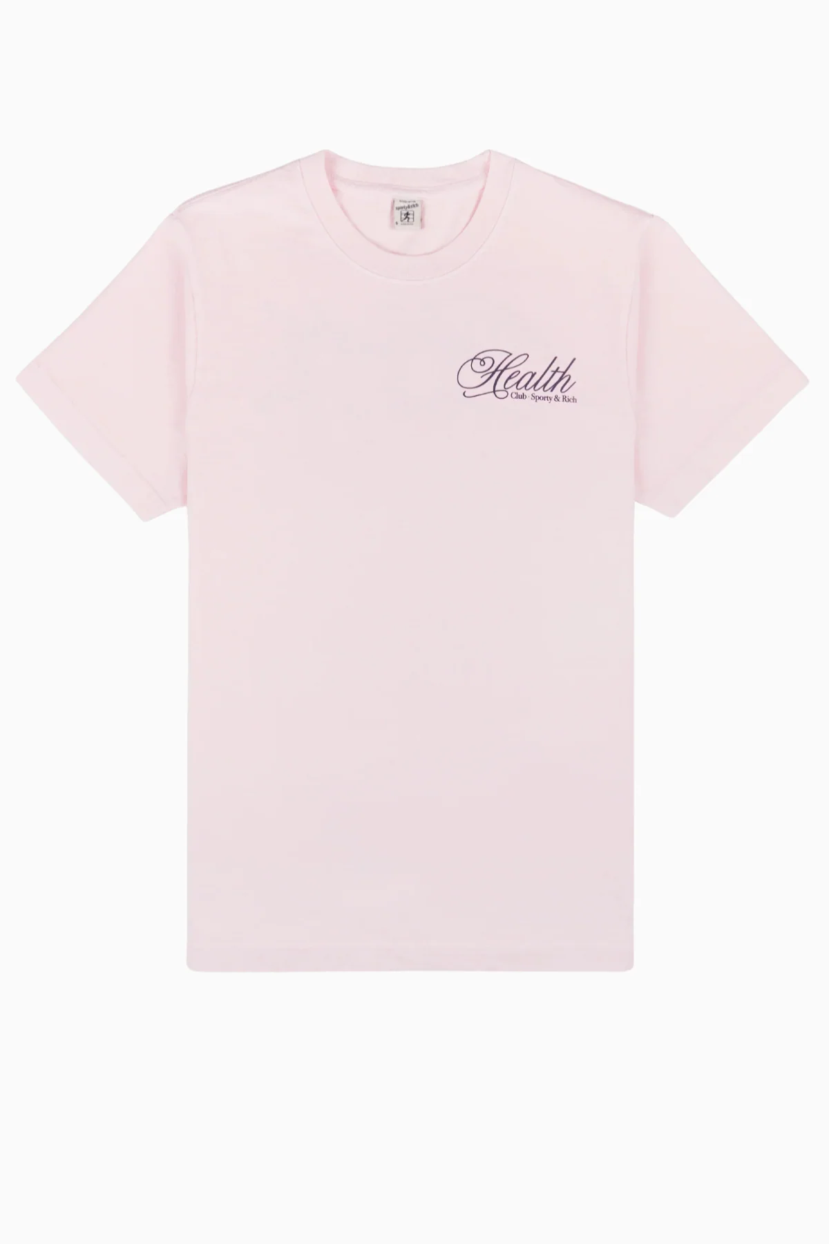 Sporty & Rich Health Script T-Shirt - Pink Dolphin