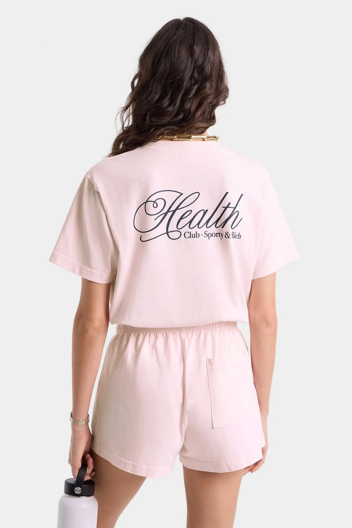 Sporty & Rich Health Script T-Shirt - Pink Dolphin - Image 2