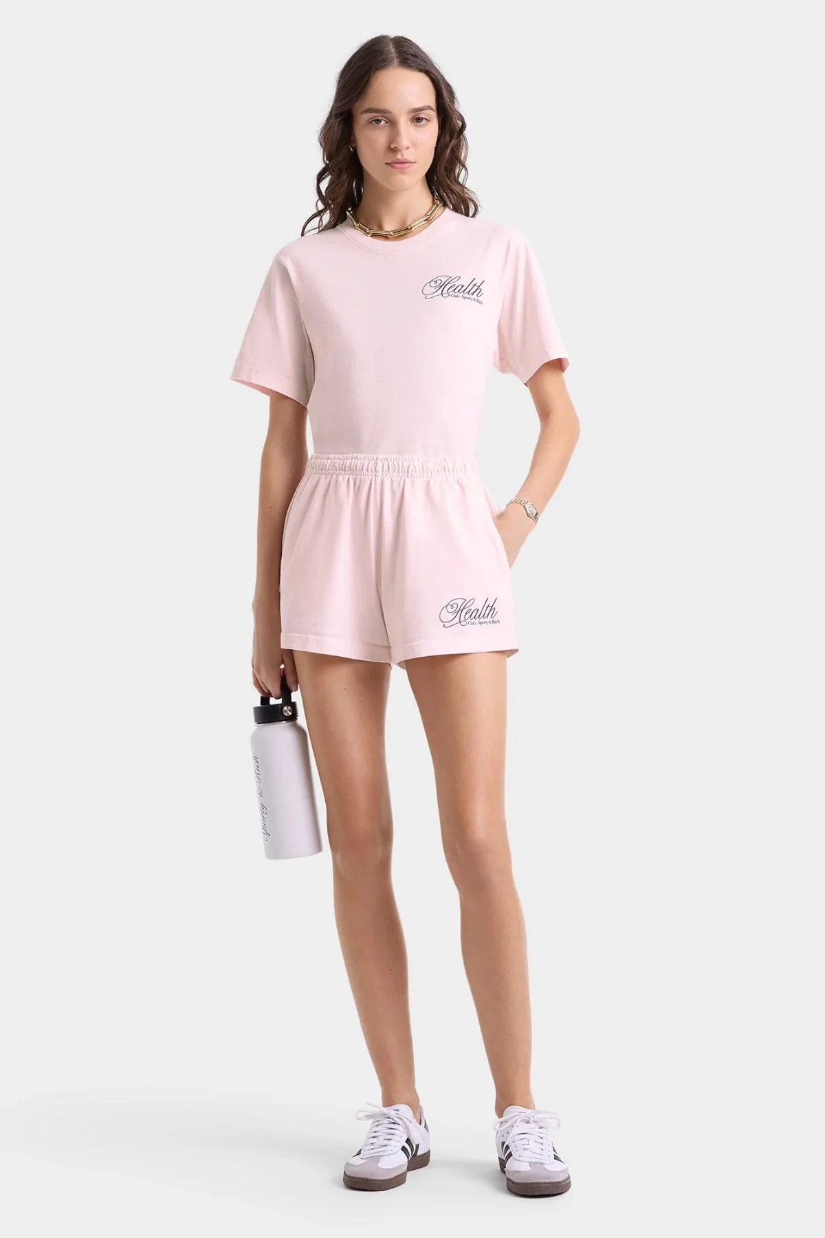 Sporty & Rich Health Script T-Shirt - Pink Dolphin - Image 3