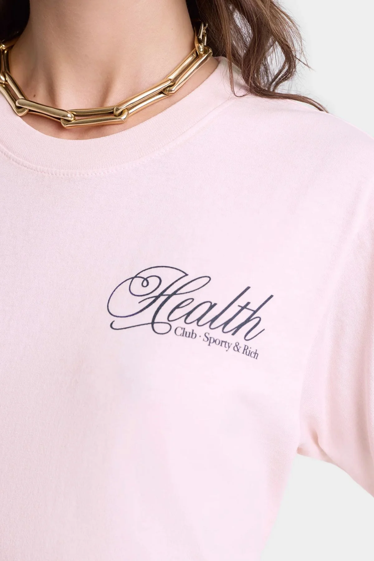 Sporty & Rich Health Script T-Shirt - Pink Dolphin - Image 5