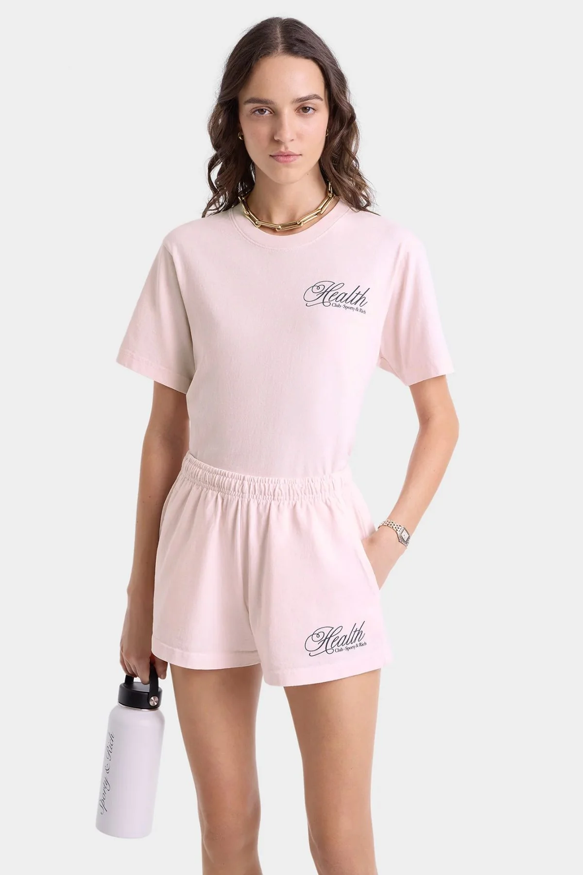 Sporty & Rich Health Script T-Shirt - Pink Dolphin - Image 6