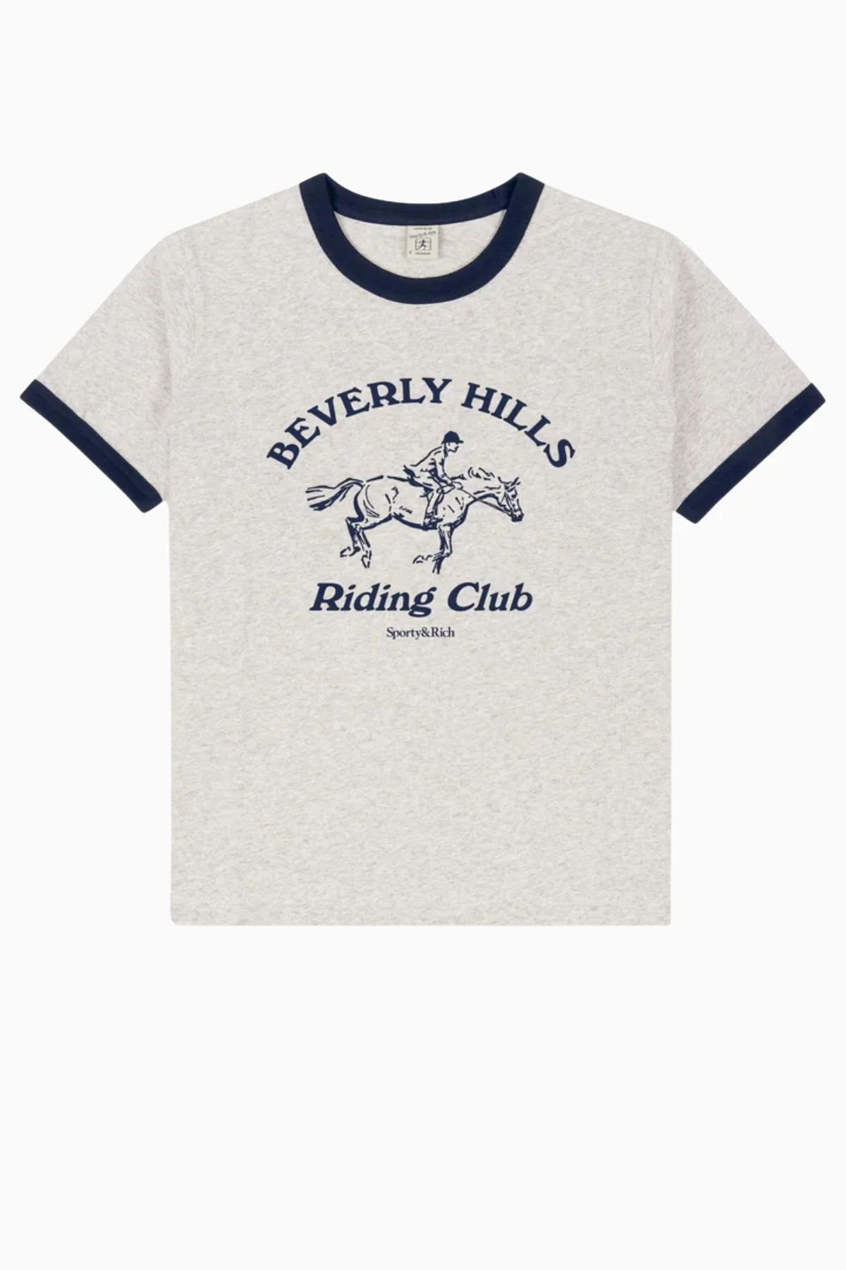 Sporty & Rich Riding Club Ringer Tee - Heather/ Navy