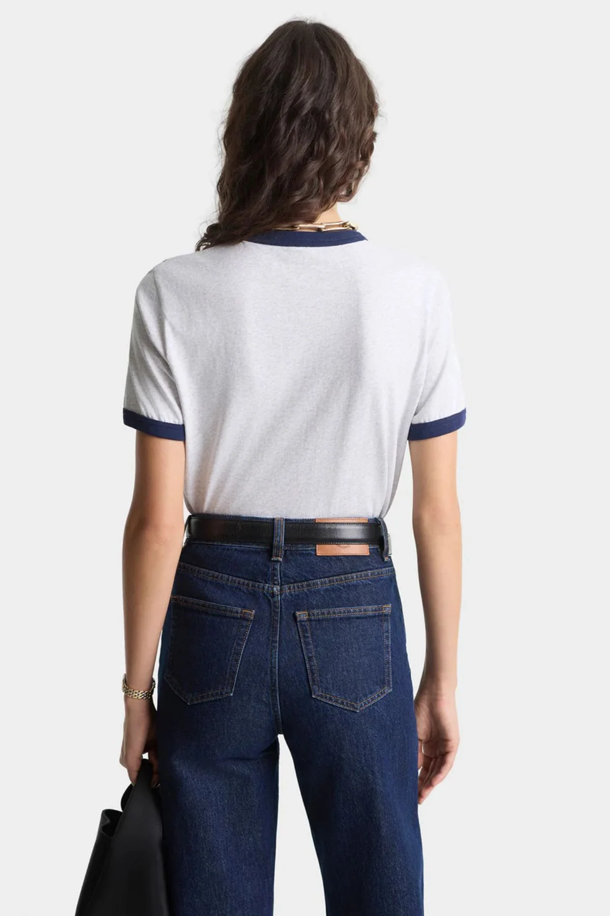 Sporty & Rich Riding Club Ringer Tee - Heather/ Navy - Image 3