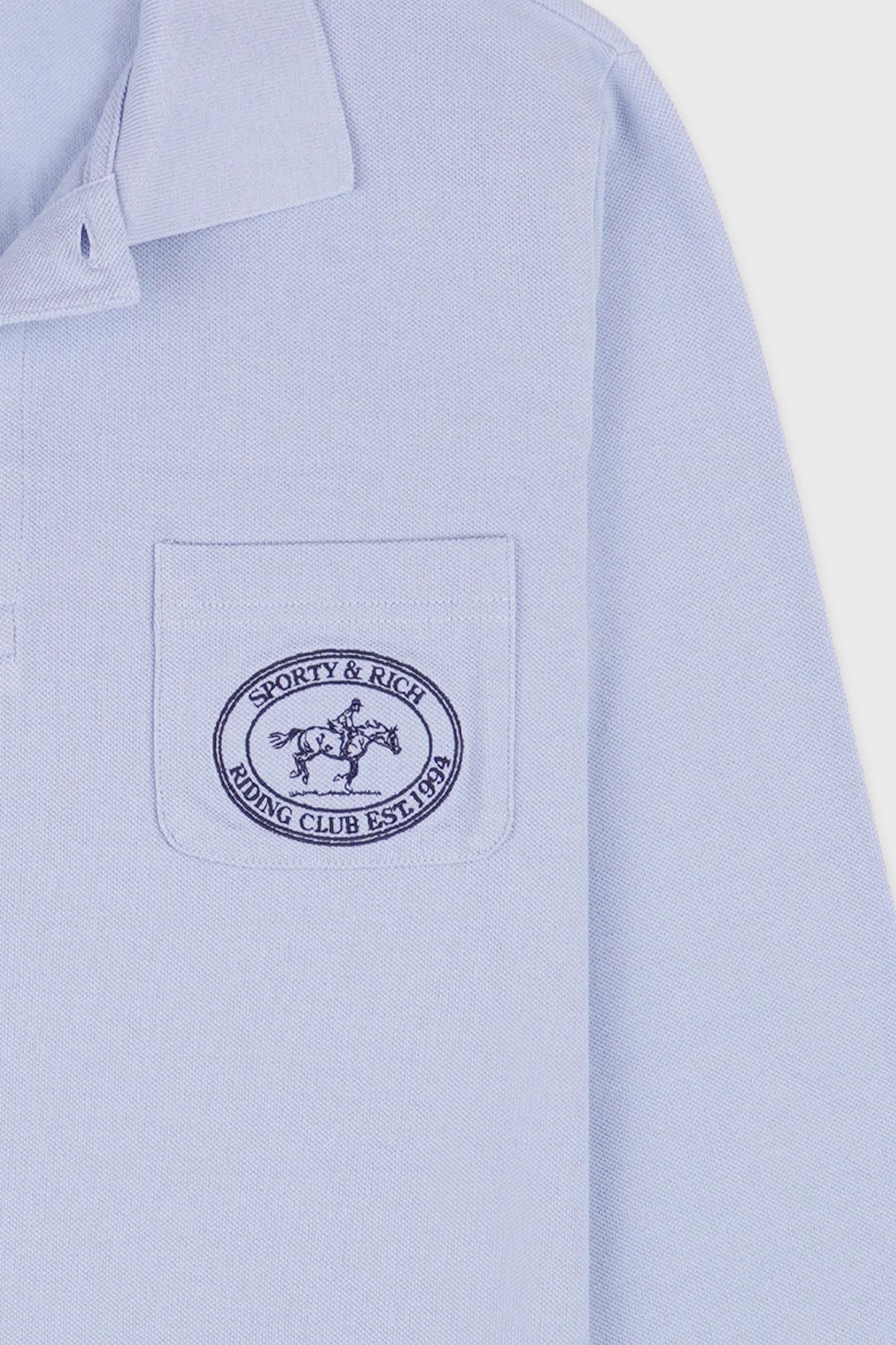 Sporty & Rich Riding Club Pique Polo - Washed Hydrangea - Image 4