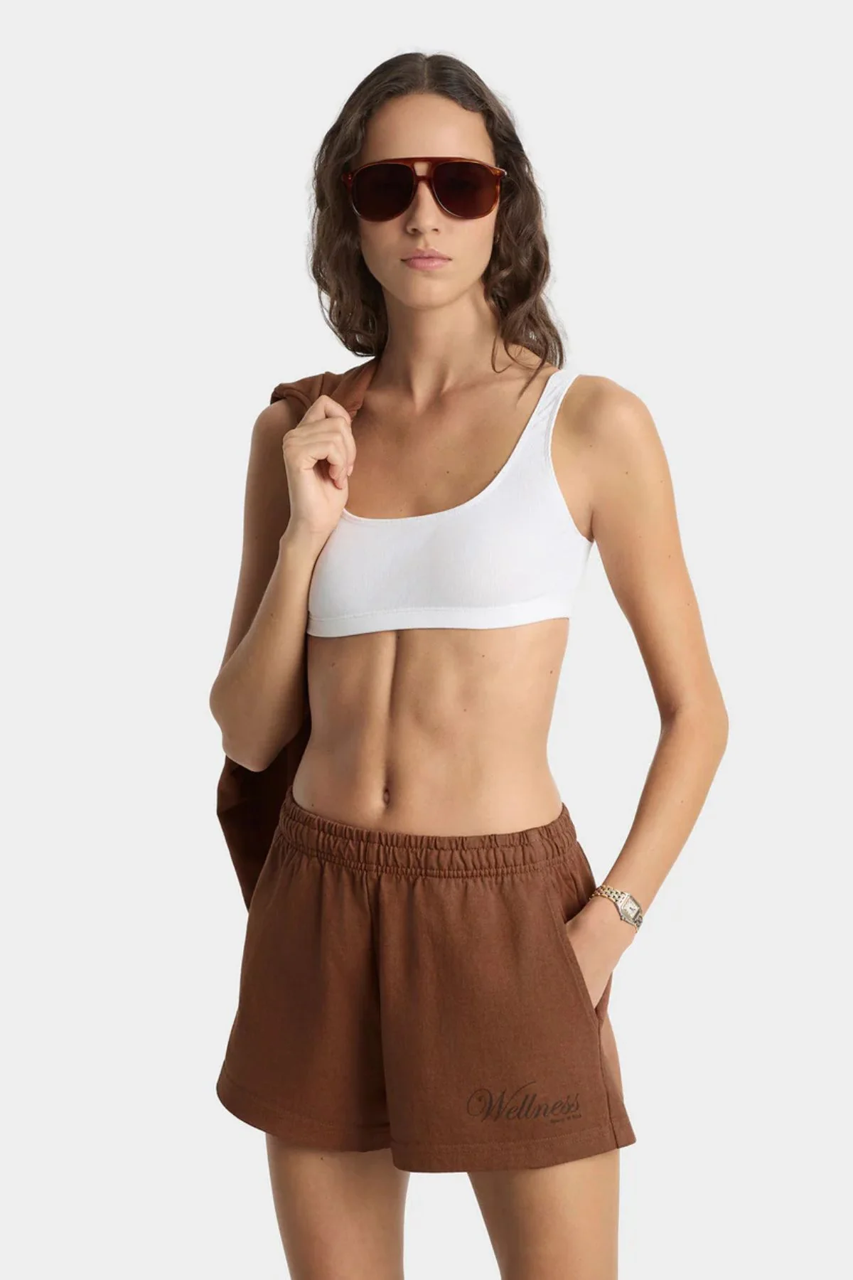 Sporty & Rich Soho Disco Short - Pecan - Image 2