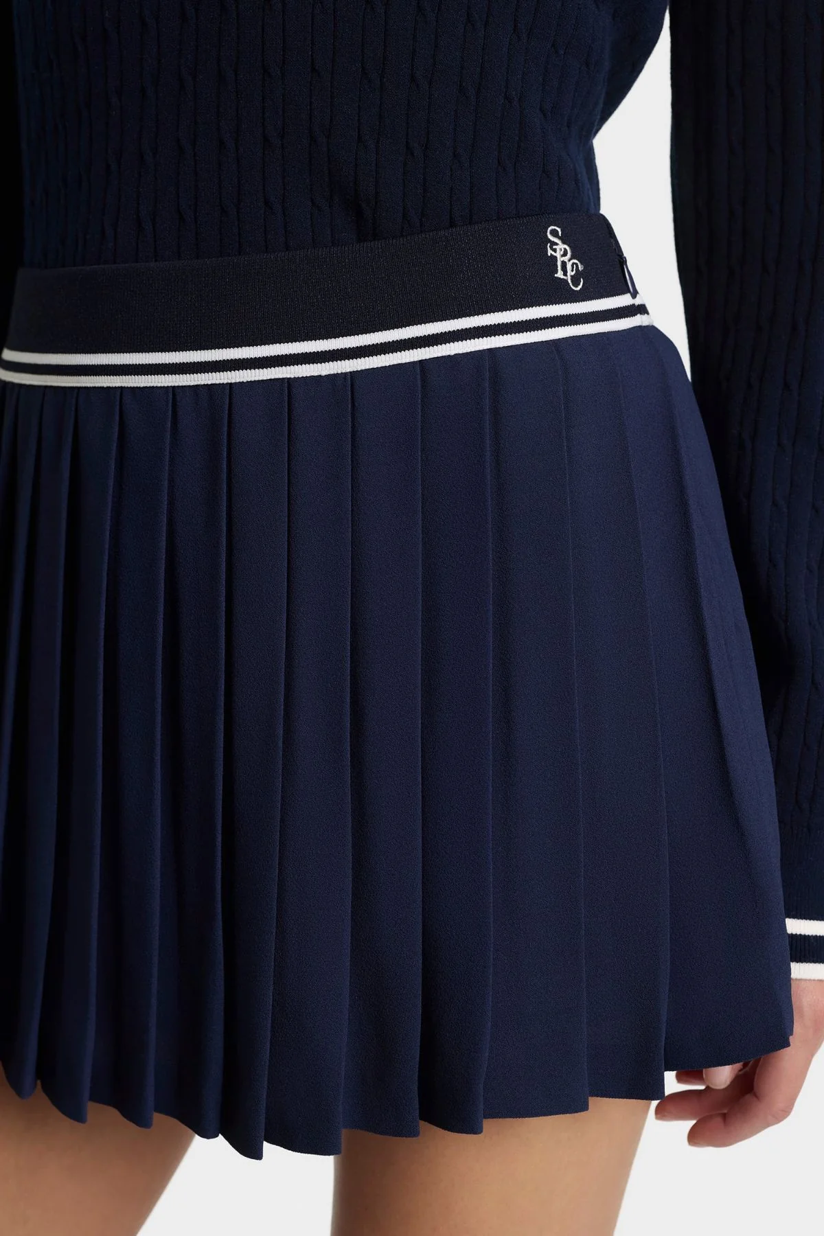 Sporty & Rich SRC Abigail Skirt - Dark Navy/ Ecru - Image 4