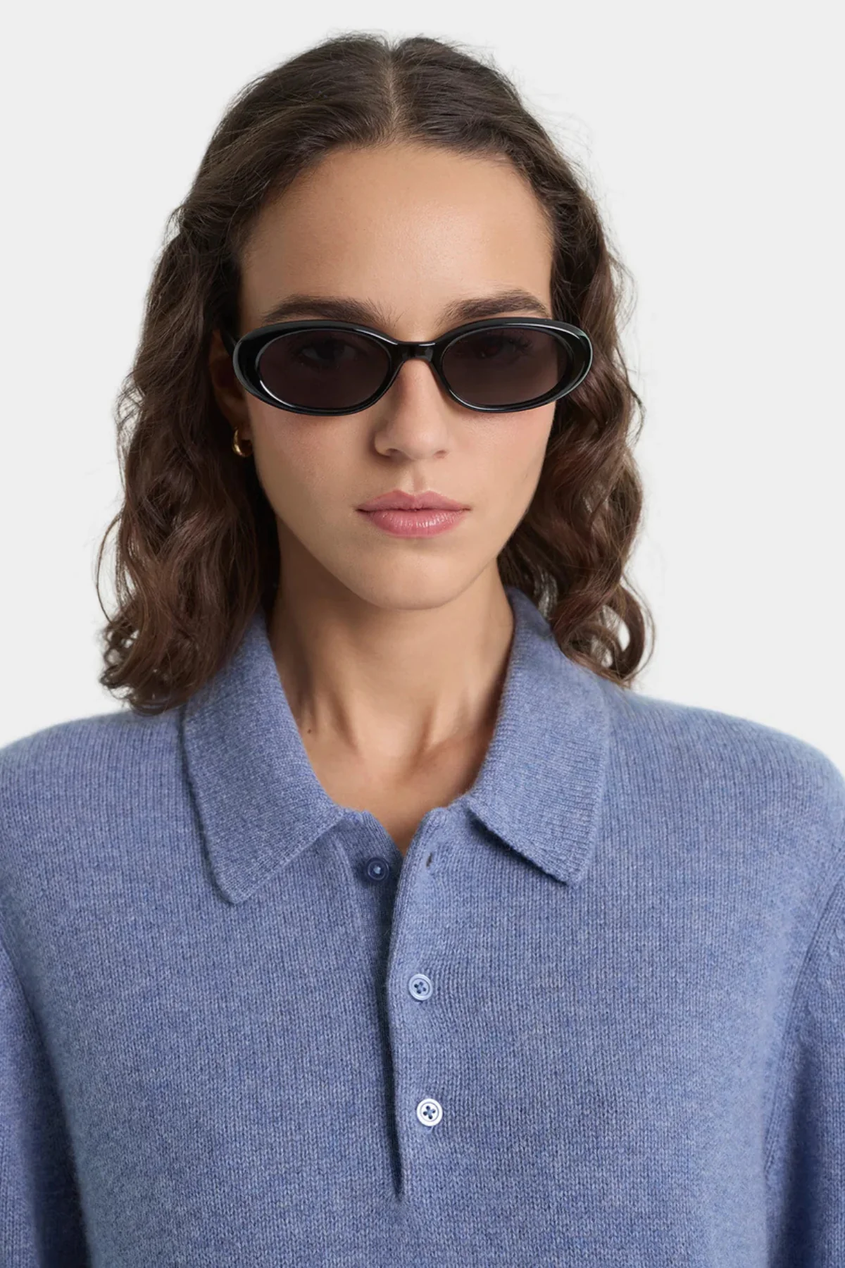Sporty & Rich SRC Cashmere Polo - Colony Blue - Image 4