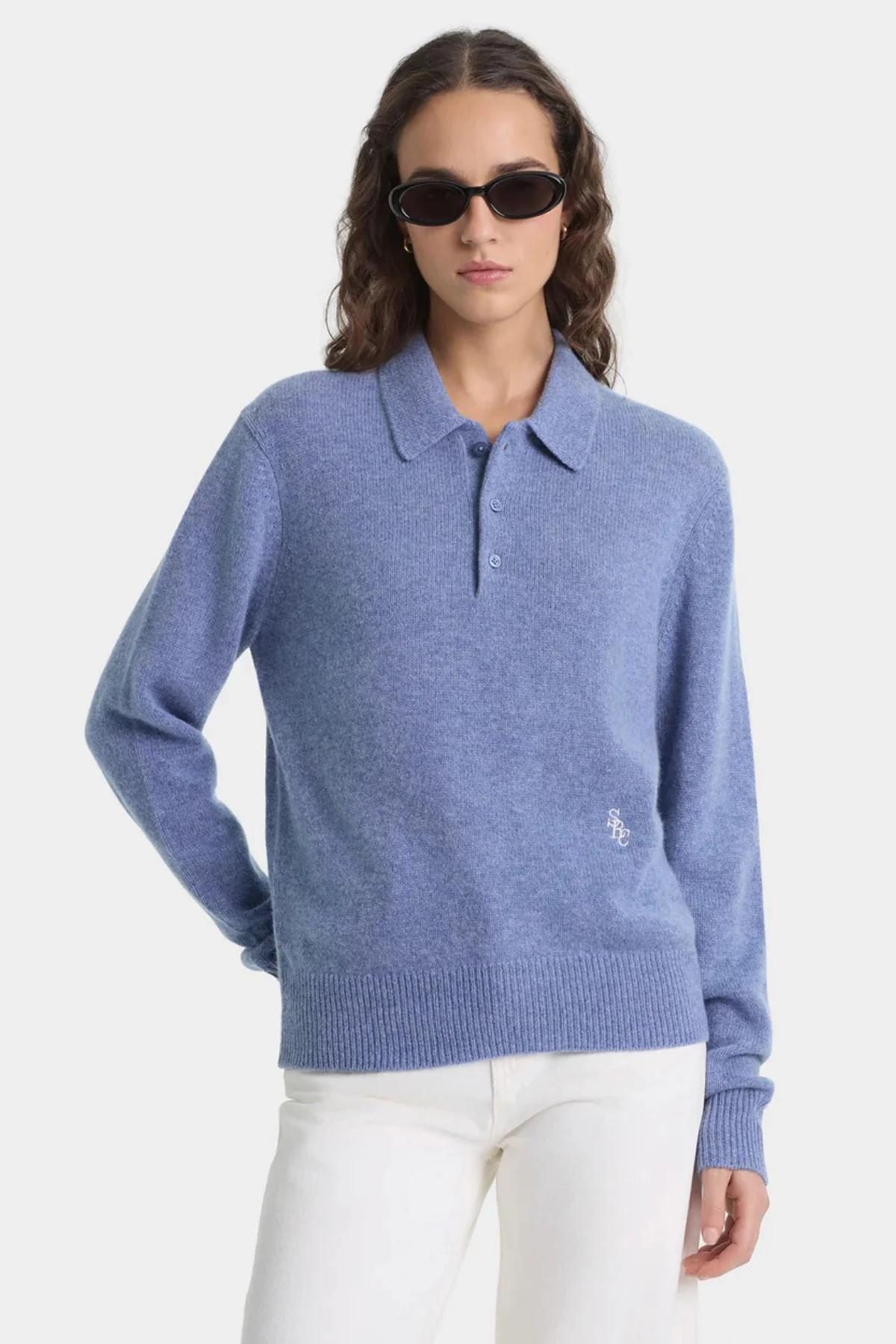 Sporty & Rich SRC Cashmere Polo - Colony Blue - Image 5
