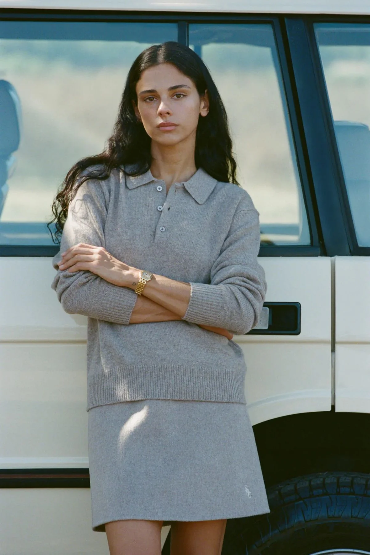 Sporty & Rich SRC Cashmere Polo - Tapioca - Image 2